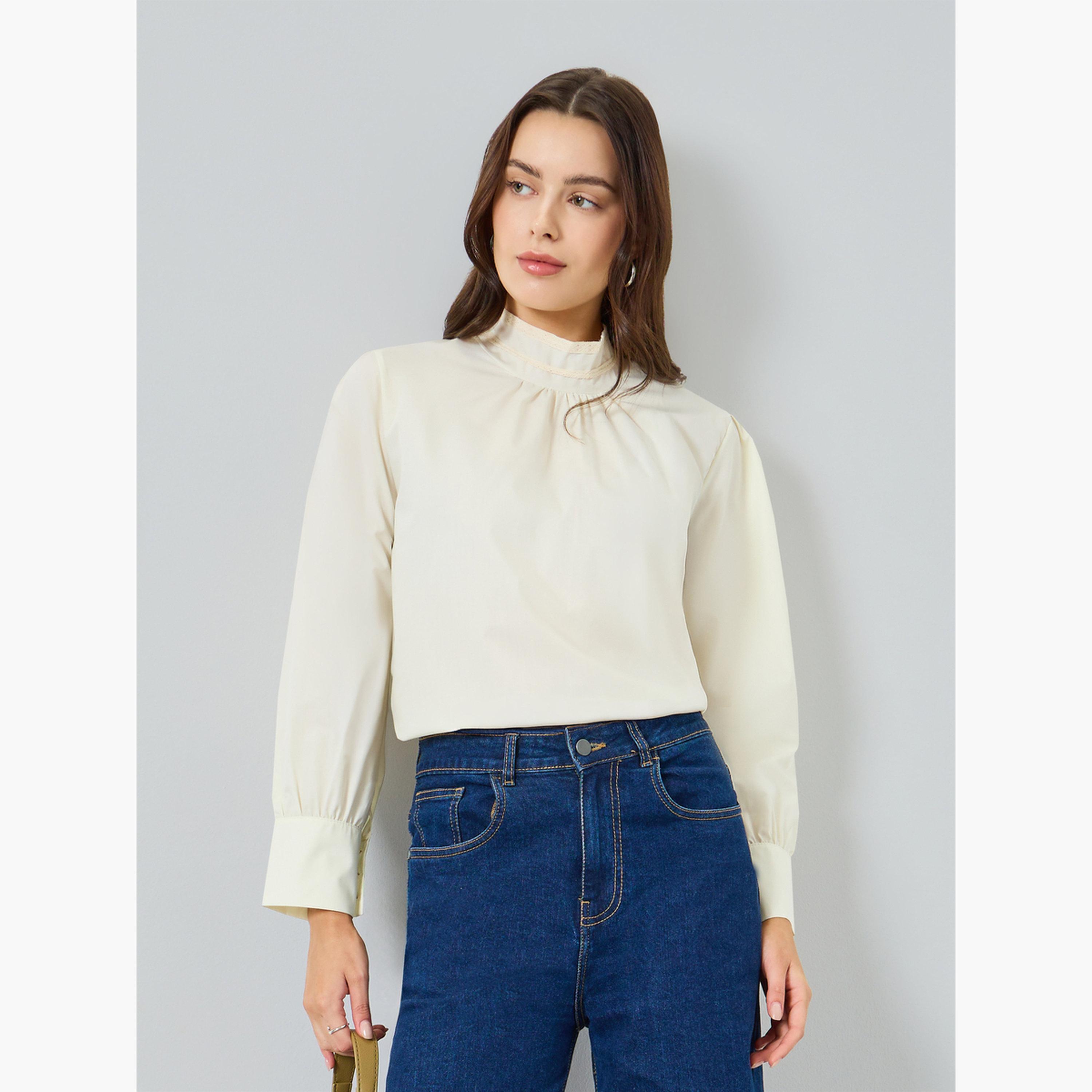 بلوزة بأكمام طويلة وياقة عالية-women-clothing-shirtsandblouses-blouses-image-1
