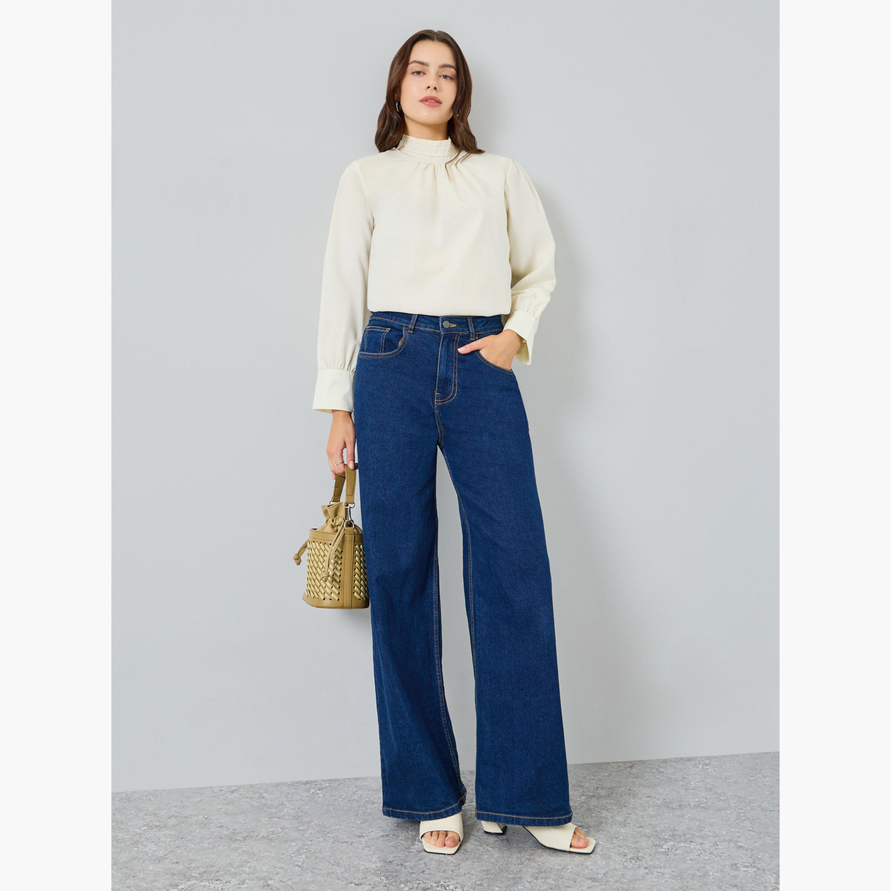 بلوزة بأكمام طويلة وياقة عالية-women-clothing-shirtsandblouses-blouses-image-2
