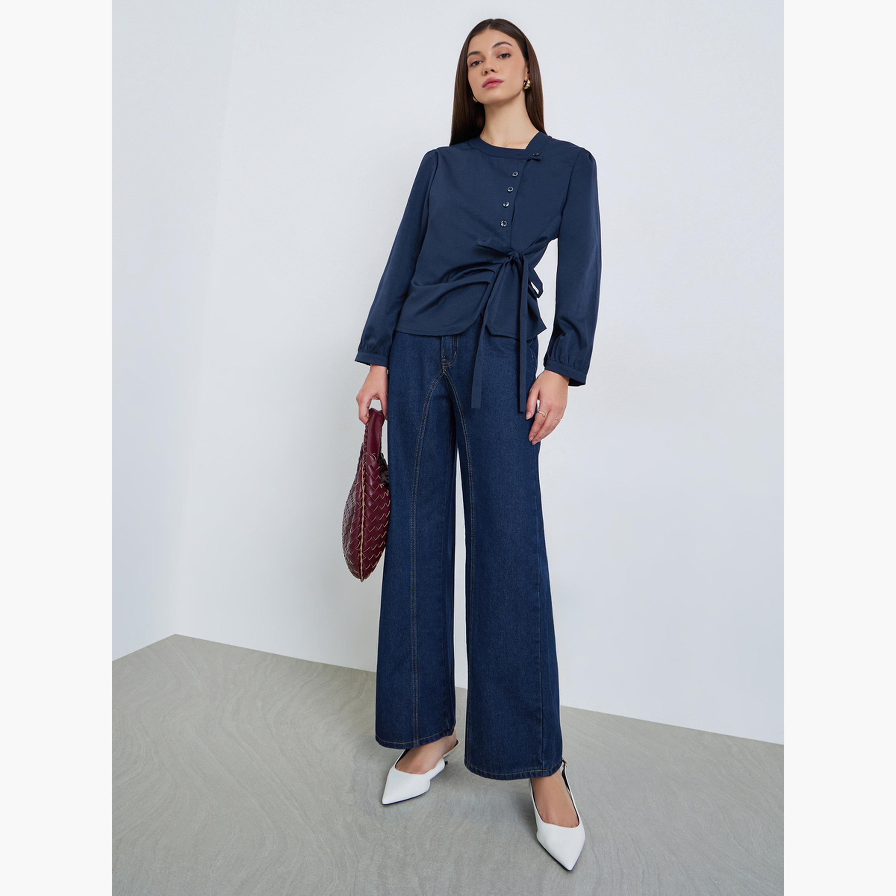 بلوزة بنمط لف وأكمام بالون-women-clothing-shirtsandblouses-blouses-image-2