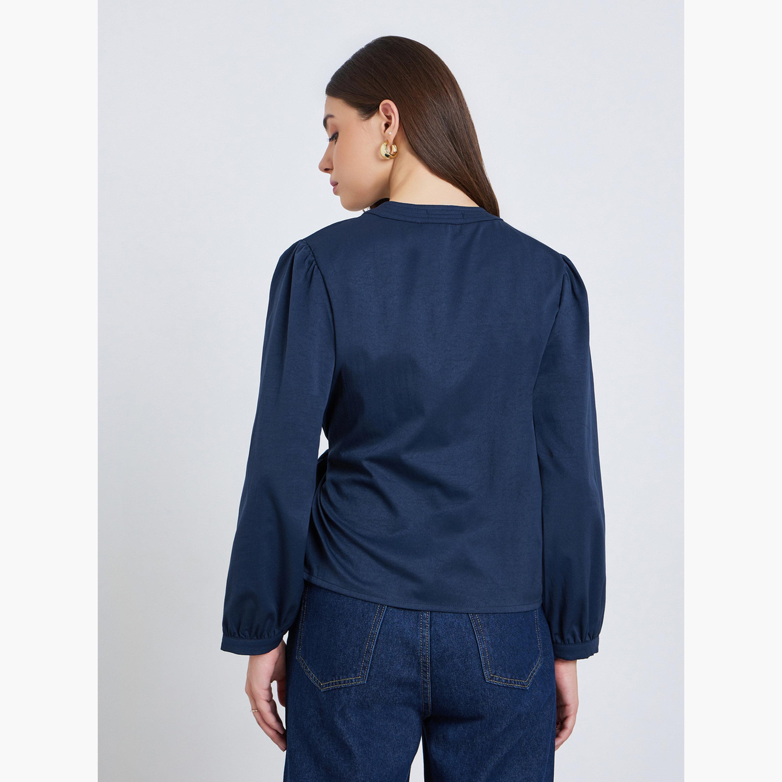 بلوزة بنمط لف وأكمام بالون-women-clothing-shirtsandblouses-blouses-image-5