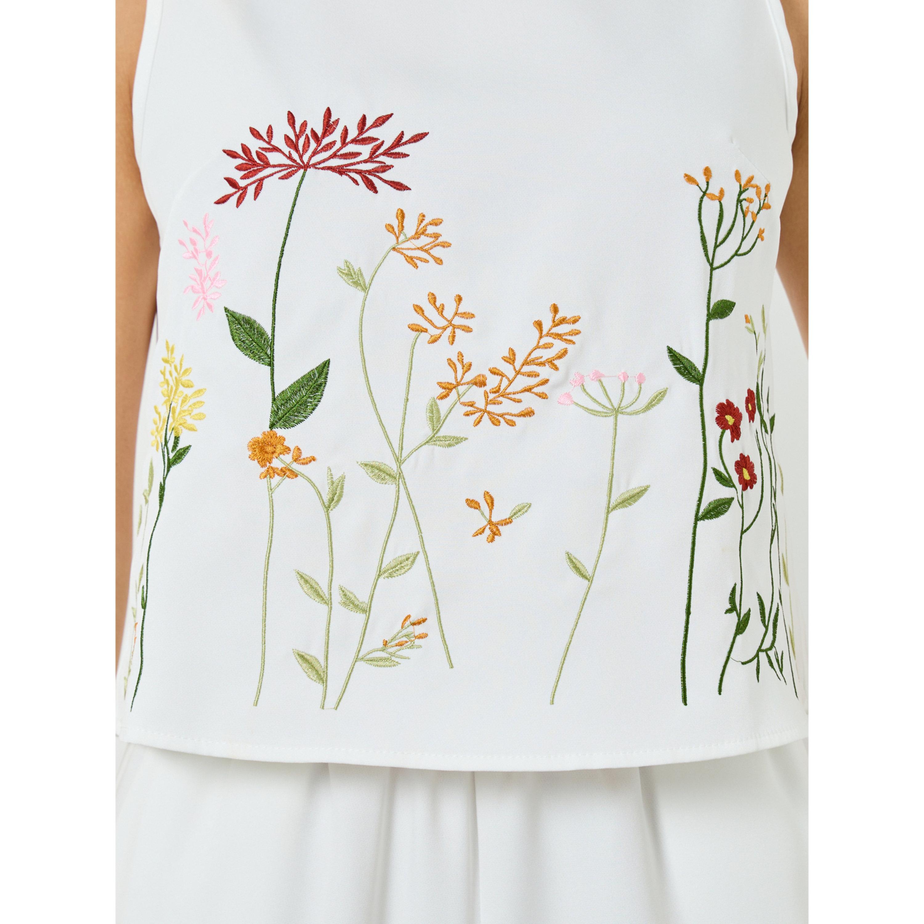 Take Two White Floral Embroidered Top and Button Detail Pants Co-Ords-women-clothing-coordsets-image-5