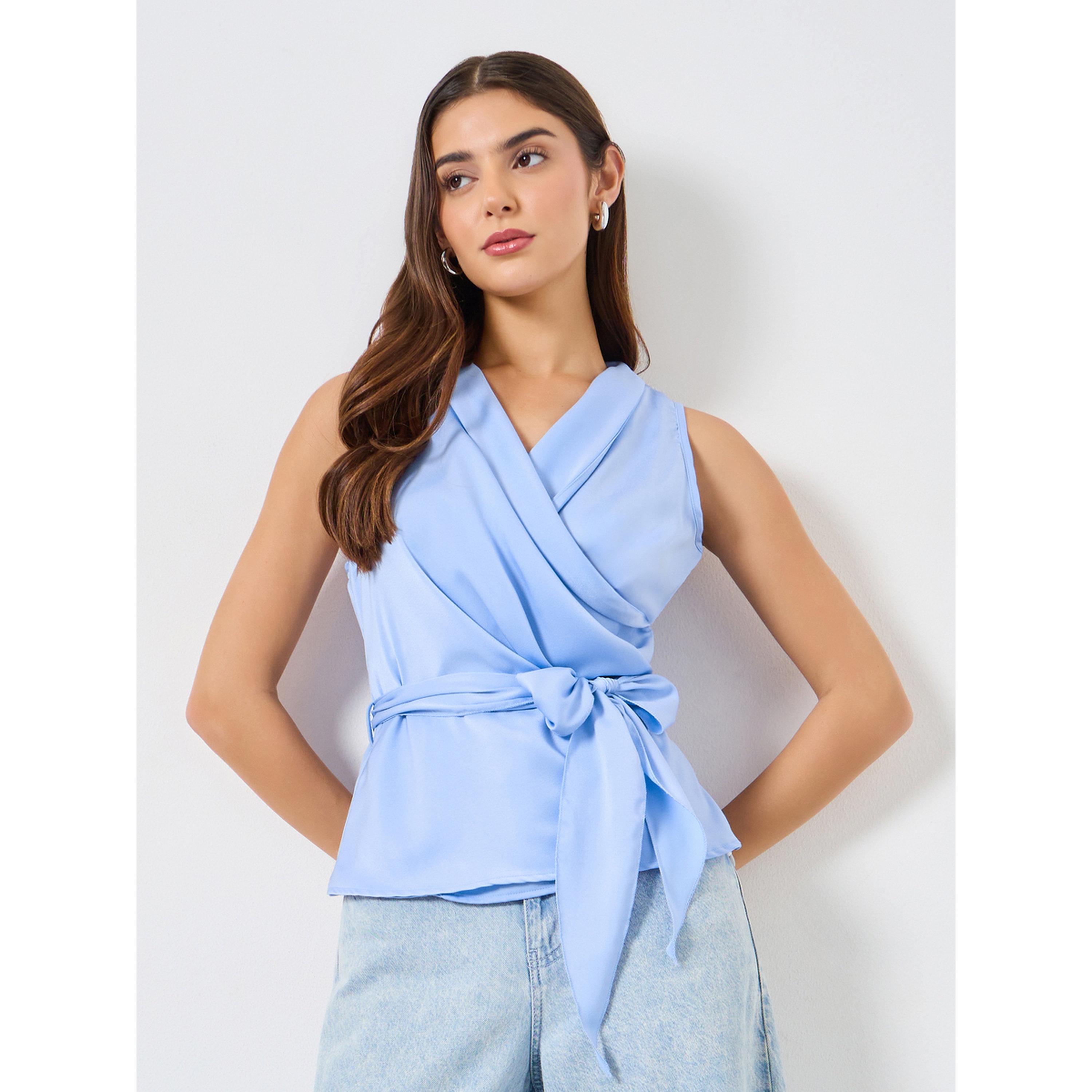 بلوزة بنمط لف بلا أكمام-women-clothing-shirtsandblouses-blouses-image-1