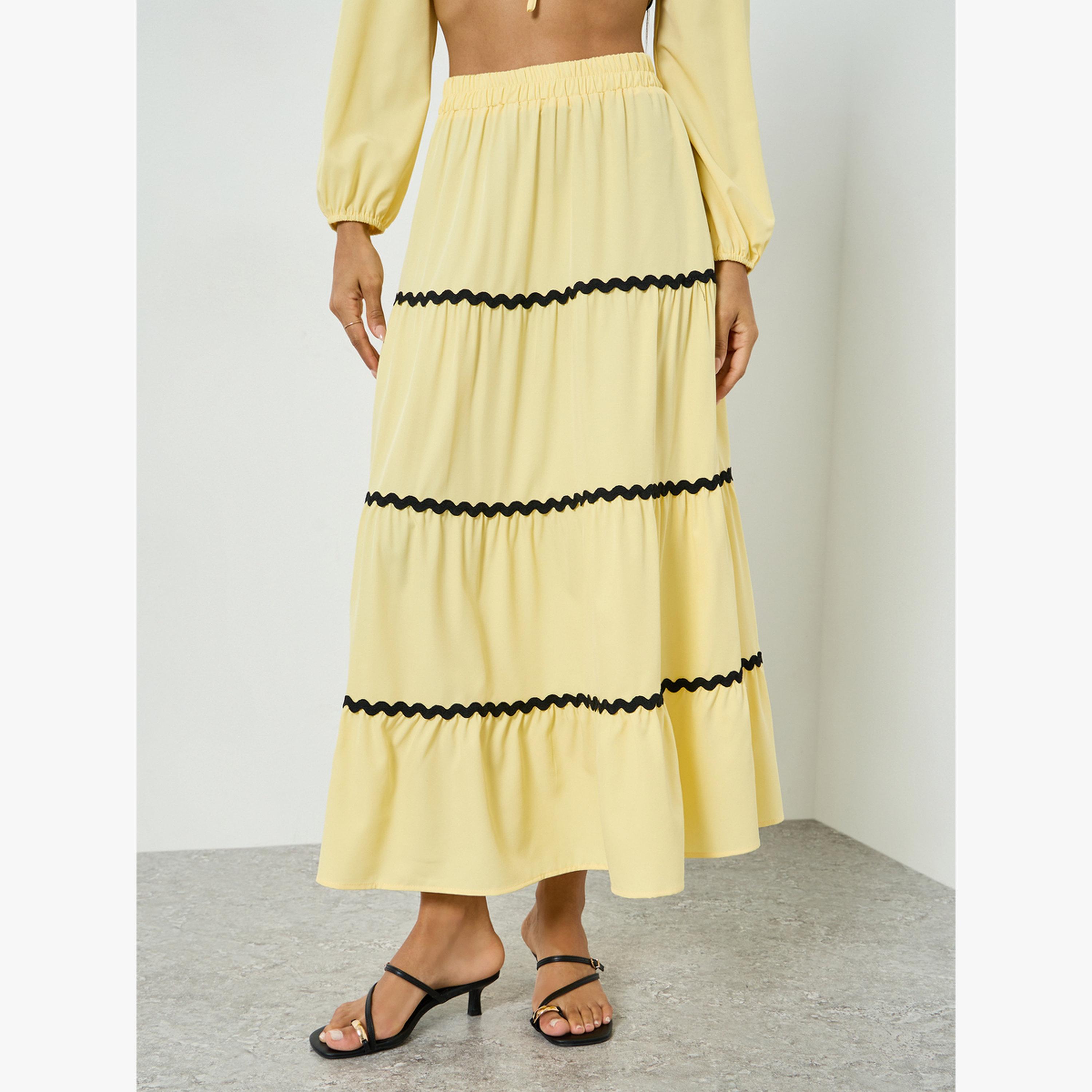 طقم من بلوزة برباط وتنورة طويلة متعددة الطبقات-women-clothing-coordsets-image-4