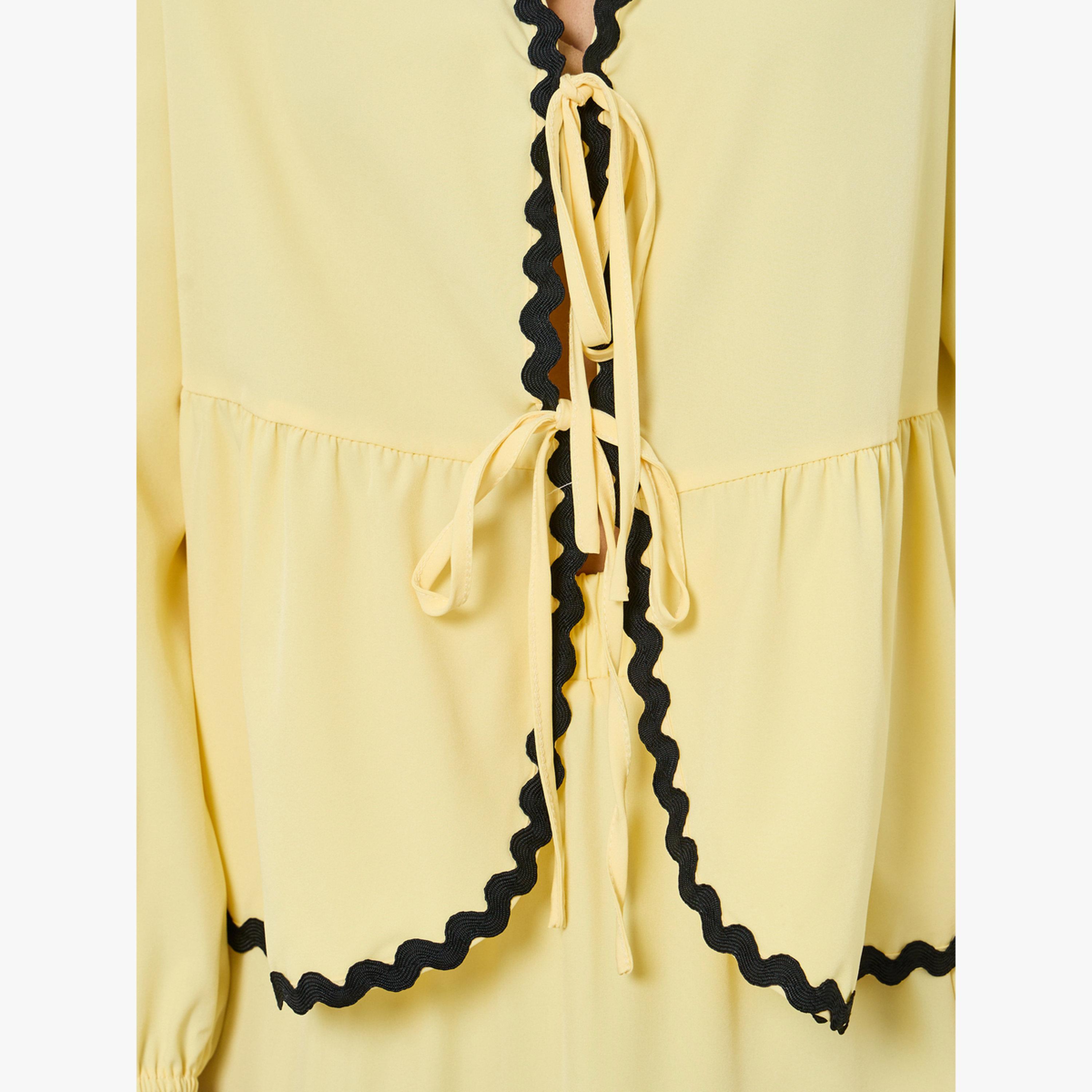 طقم من بلوزة برباط وتنورة طويلة متعددة الطبقات-women-clothing-coordsets-image-5