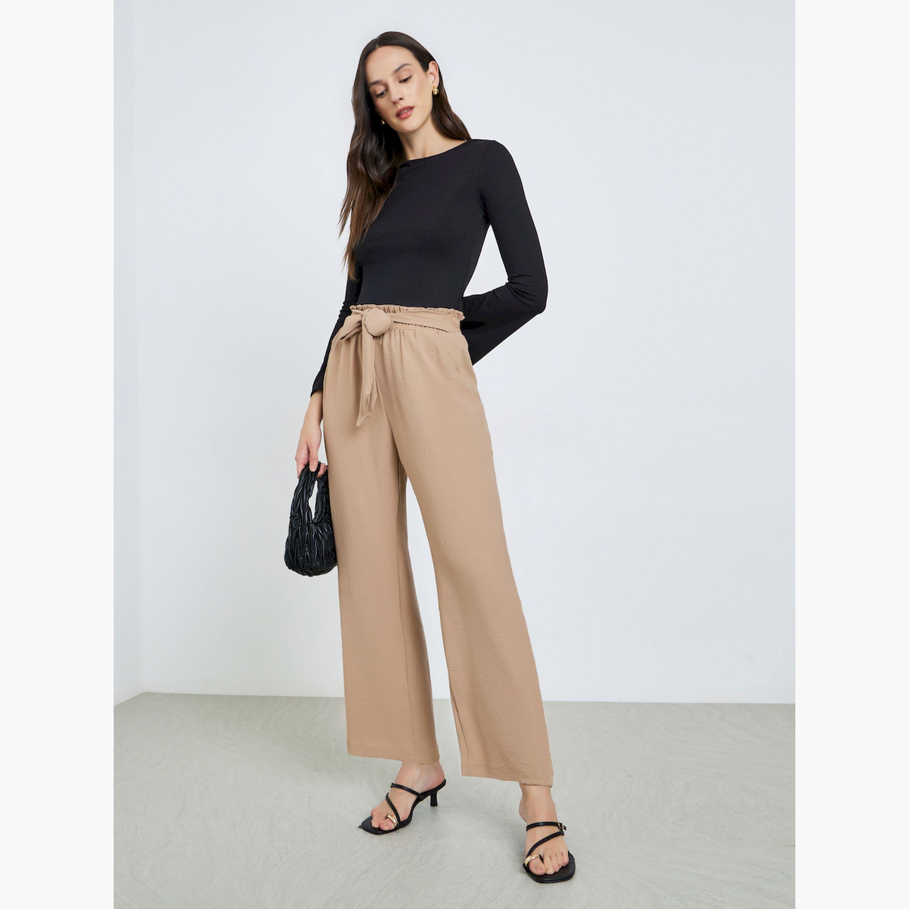 بنطال أرجل واسعة برباط خصر-women-clothing-bottoms-trousers-image-2