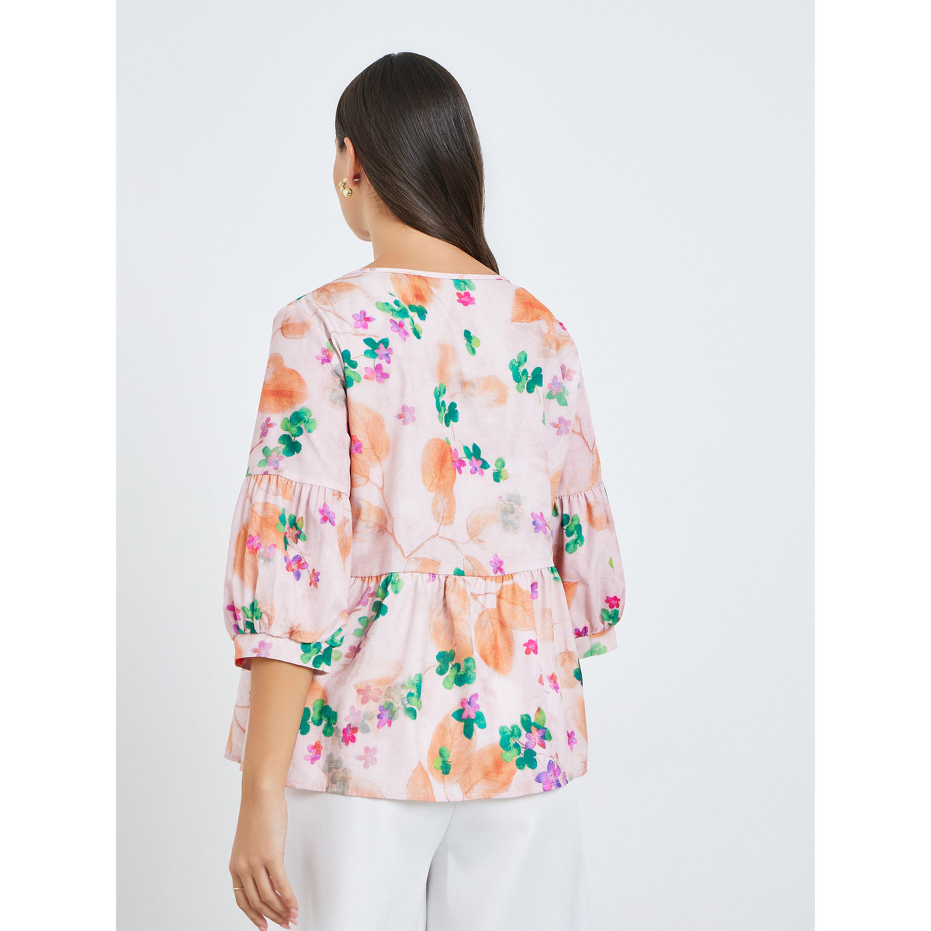Take Two Women Floral Print 3/4 Sleeve Top-women-clothing-shirtsandblouses-blouses-image-5