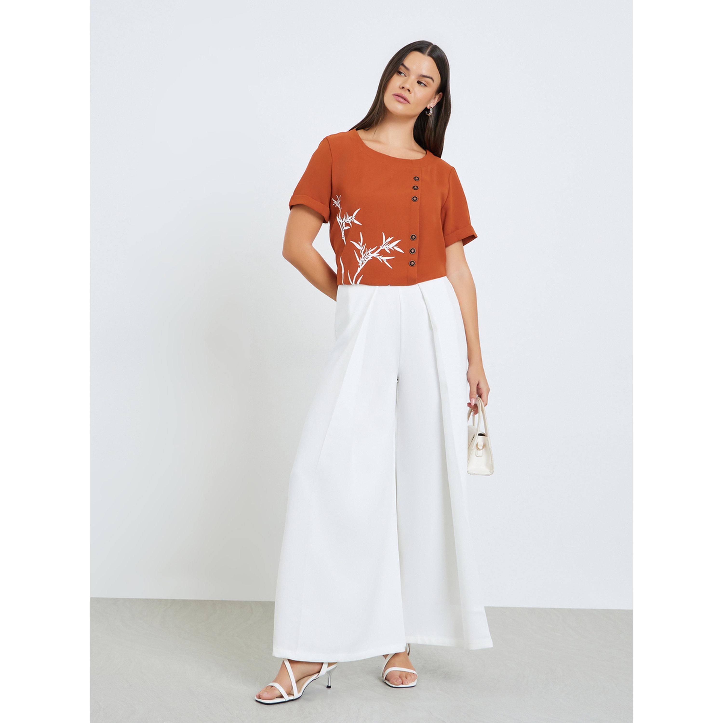 Take Two Women Rust Button-Detail Top with Bamboo Print-women-clothing-shirtsandblouses-blouses-image-2