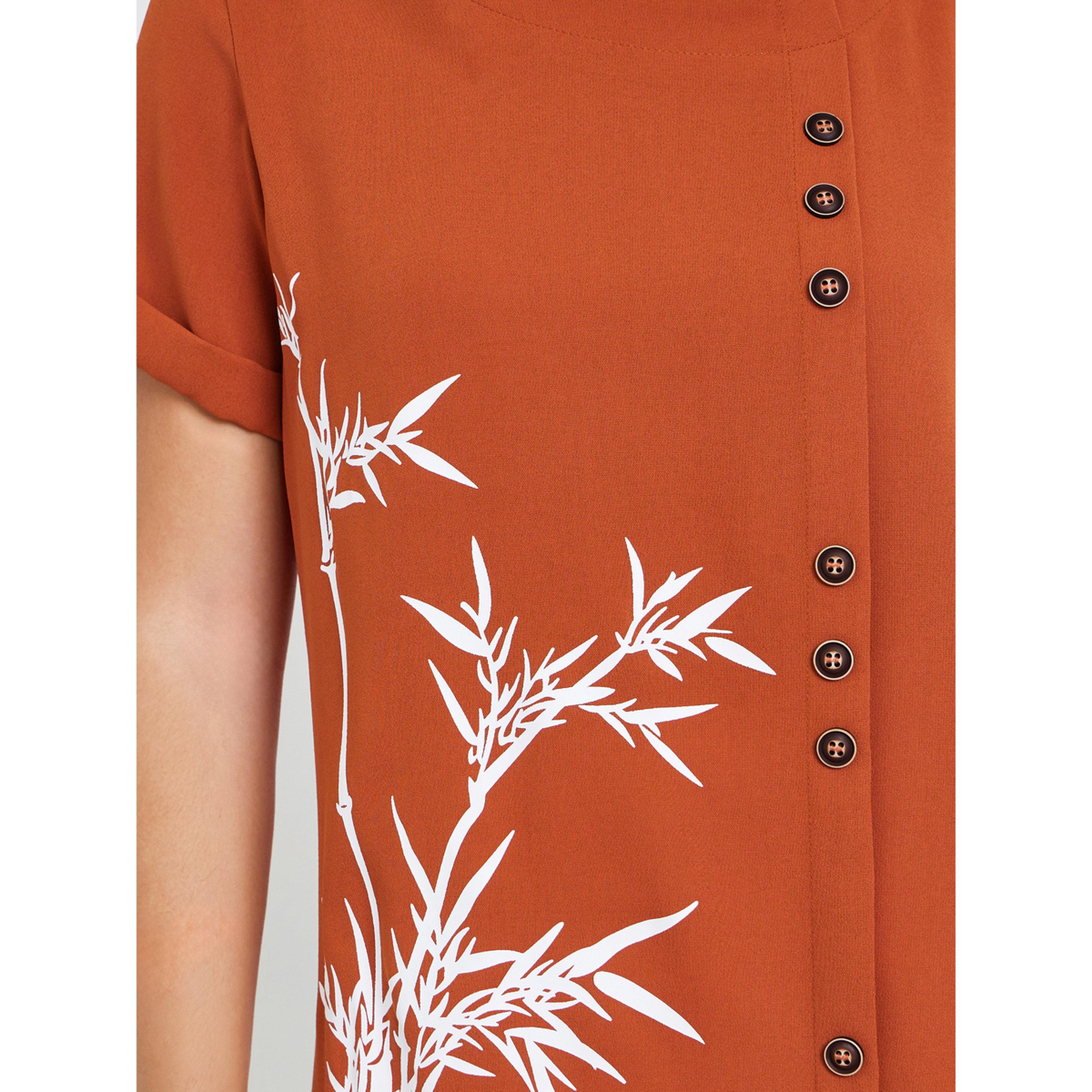 Take Two Women Rust Button-Detail Top with Bamboo Print-women-clothing-shirtsandblouses-blouses-image-4