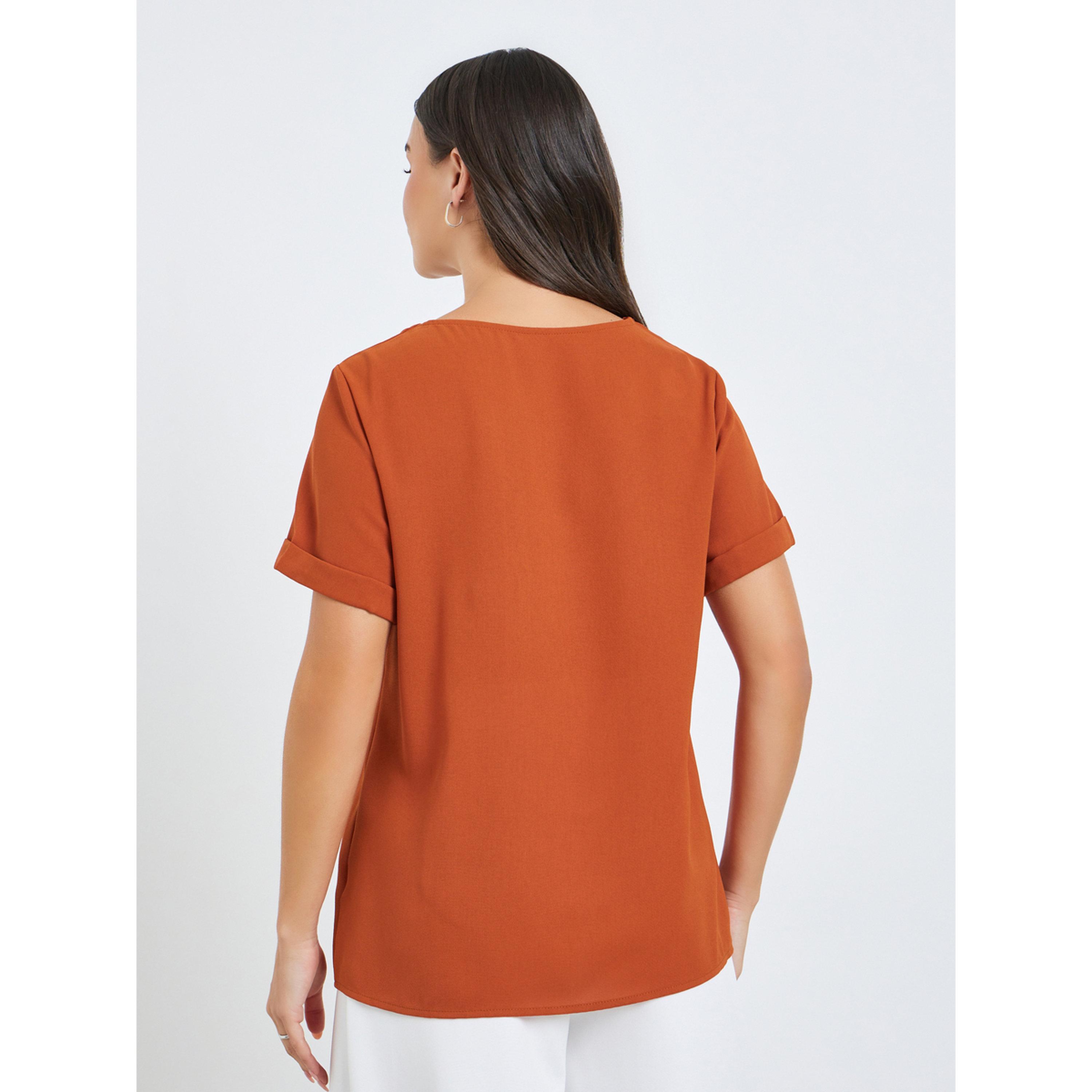 Take Two Women Rust Button-Detail Top with Bamboo Print-women-clothing-shirtsandblouses-blouses-image-5