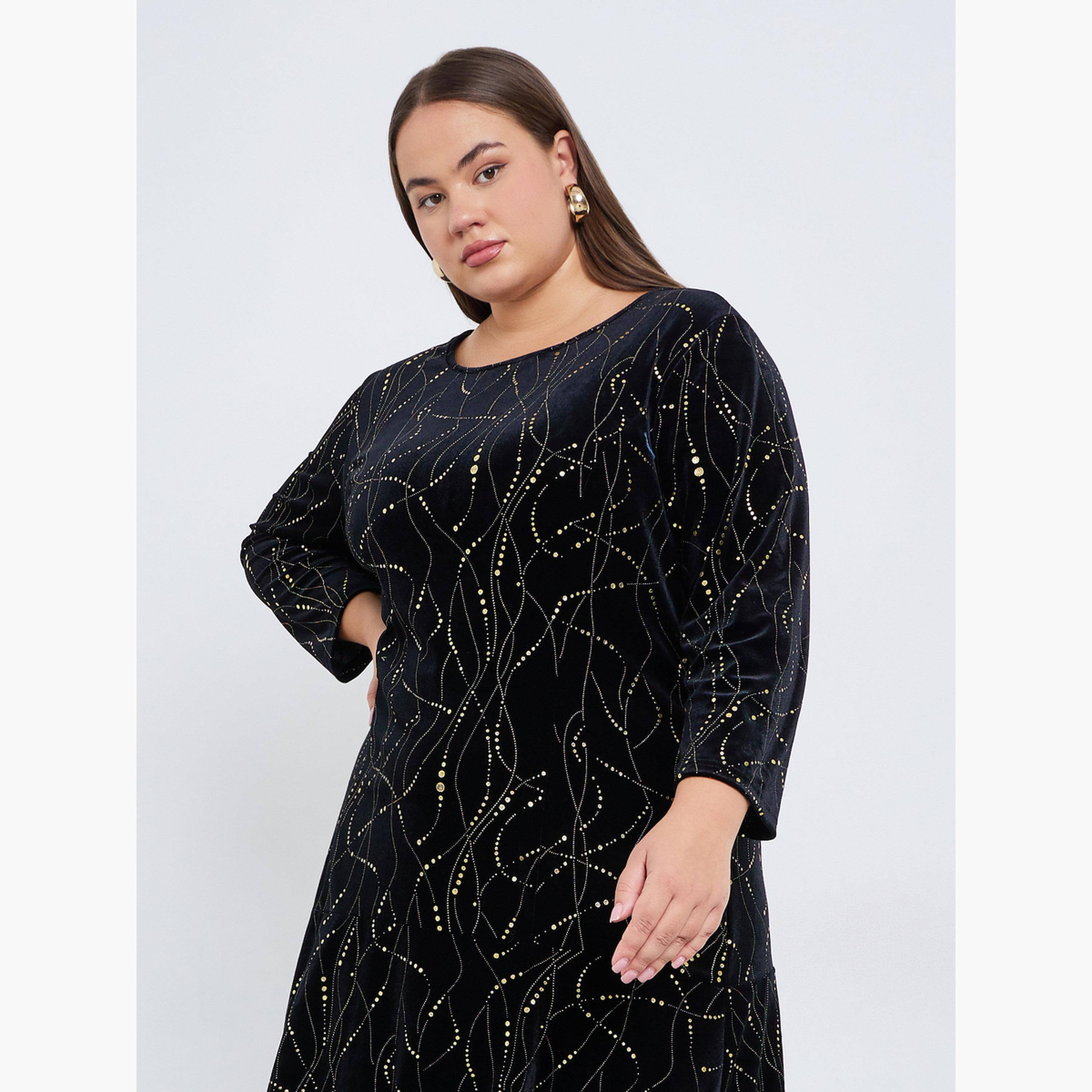 فستان ميدي فيلور بمقاس كبير وحافة غير متماثلة الطول-women-clothing-dresses-image-2