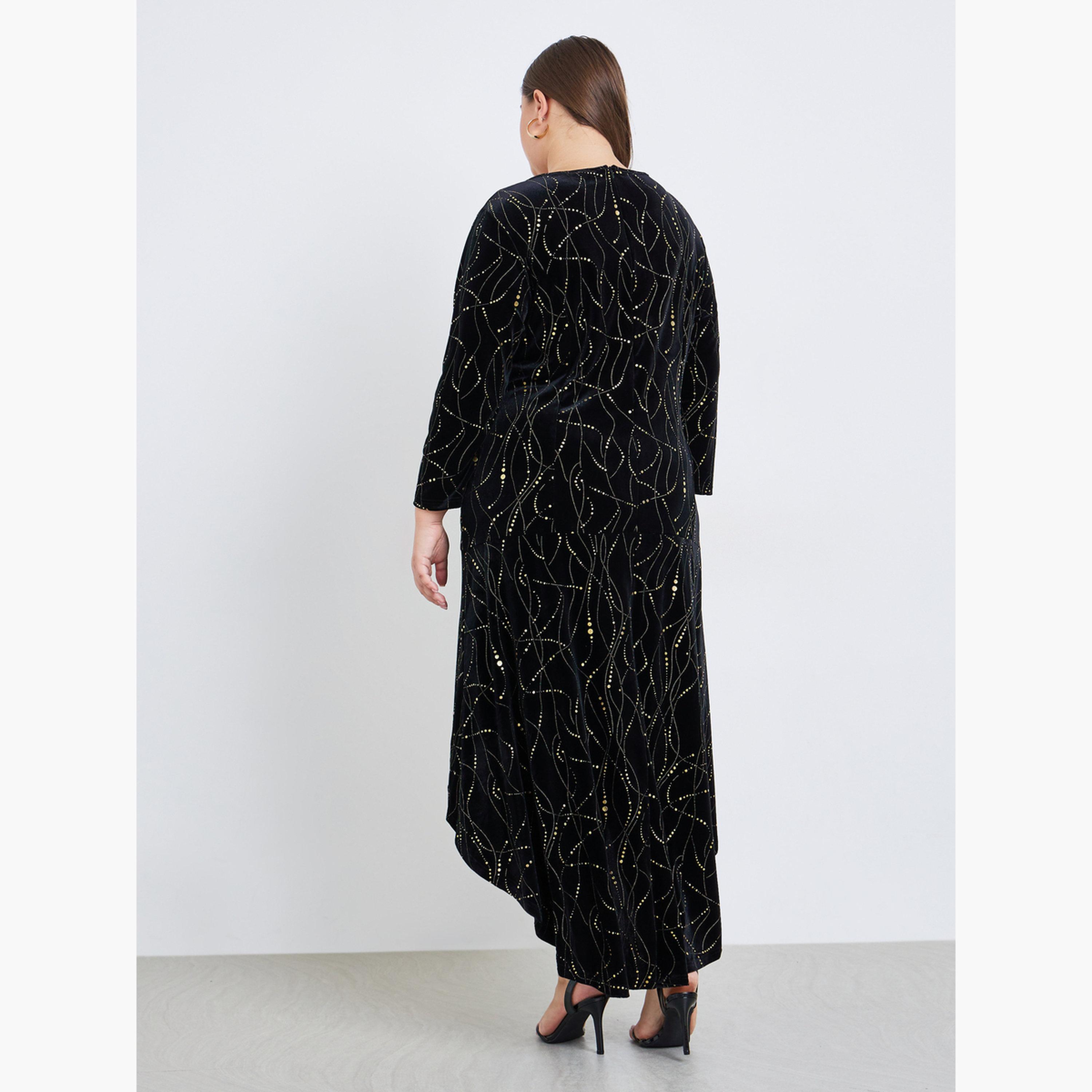 فستان ميدي فيلور بمقاس كبير وحافة غير متماثلة الطول-women-clothing-dresses-image-5