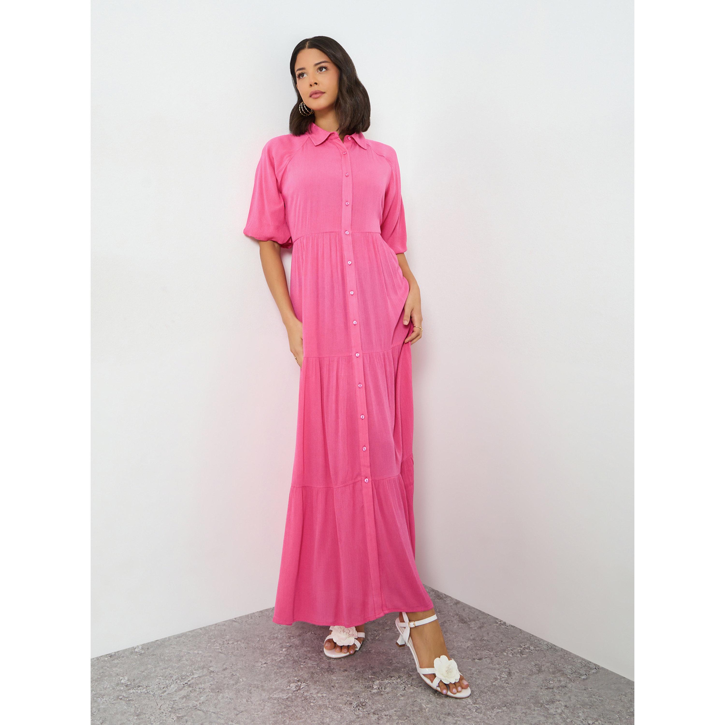 Styli Pink Rayon Crepe Shirt Maxi Dress-women-clothing-dresses-image-2