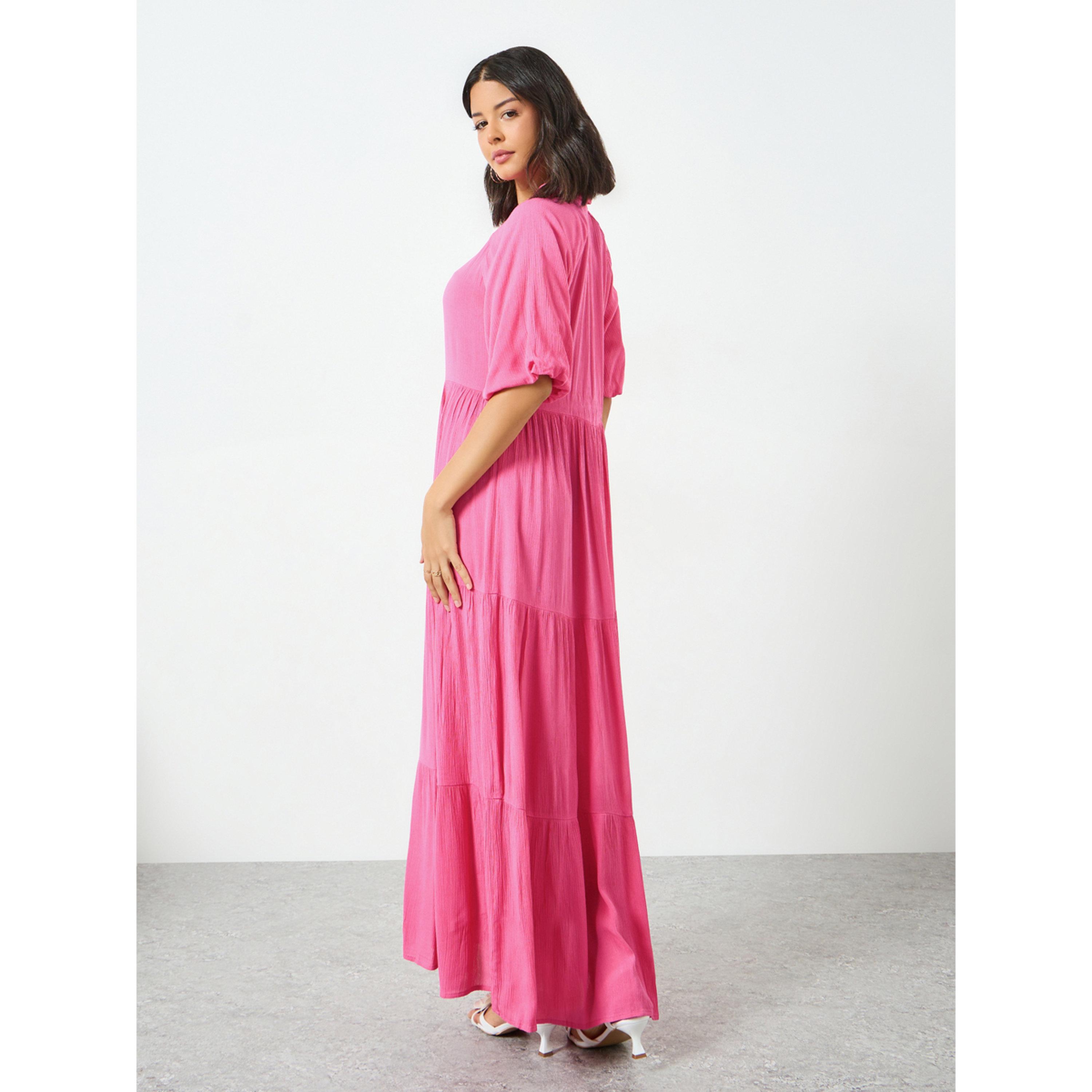 Styli Pink Rayon Crepe Shirt Maxi Dress-women-clothing-dresses-image-4