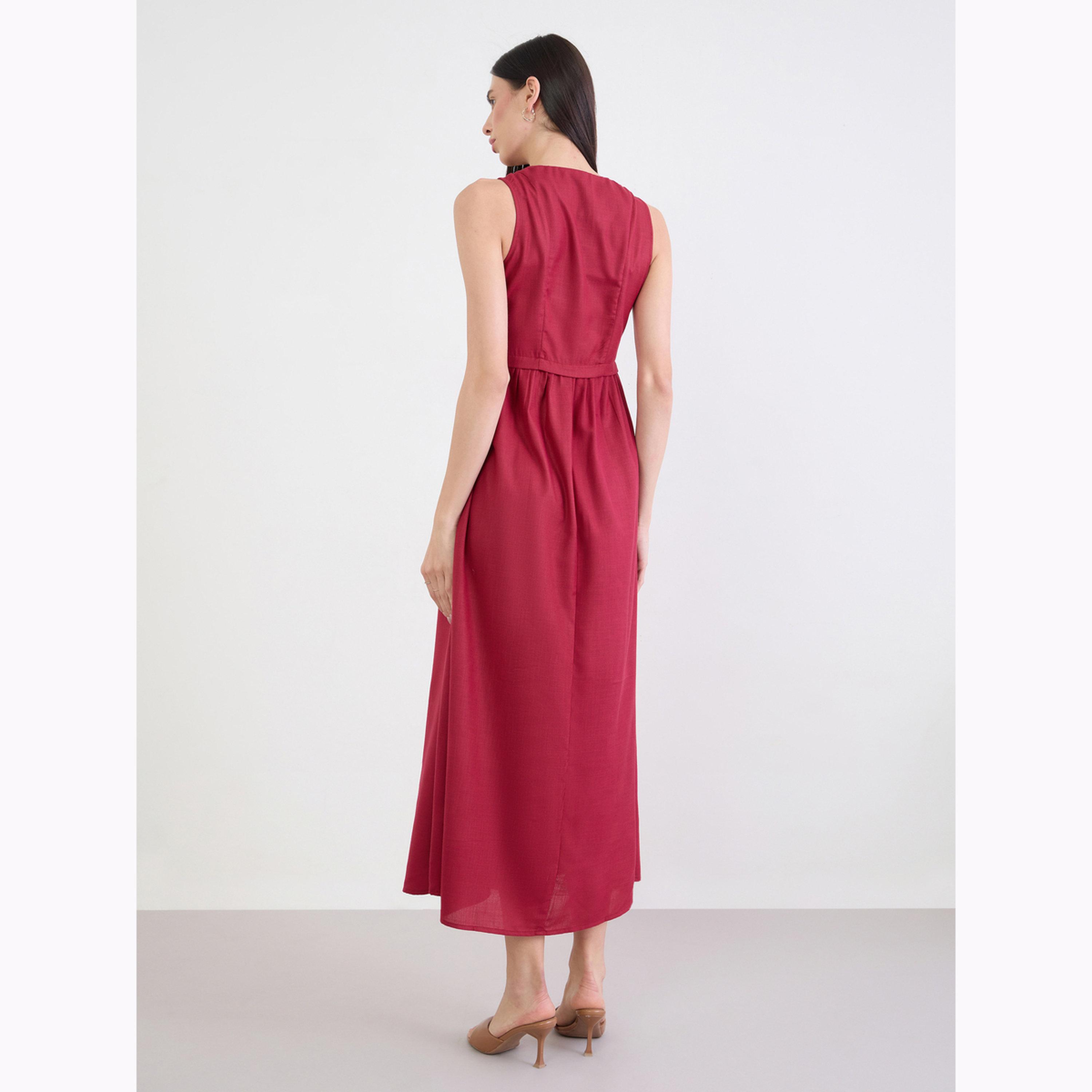 Styli Burgundy Sleeveless Maxi Dress-women-clothing-dresses-image-3