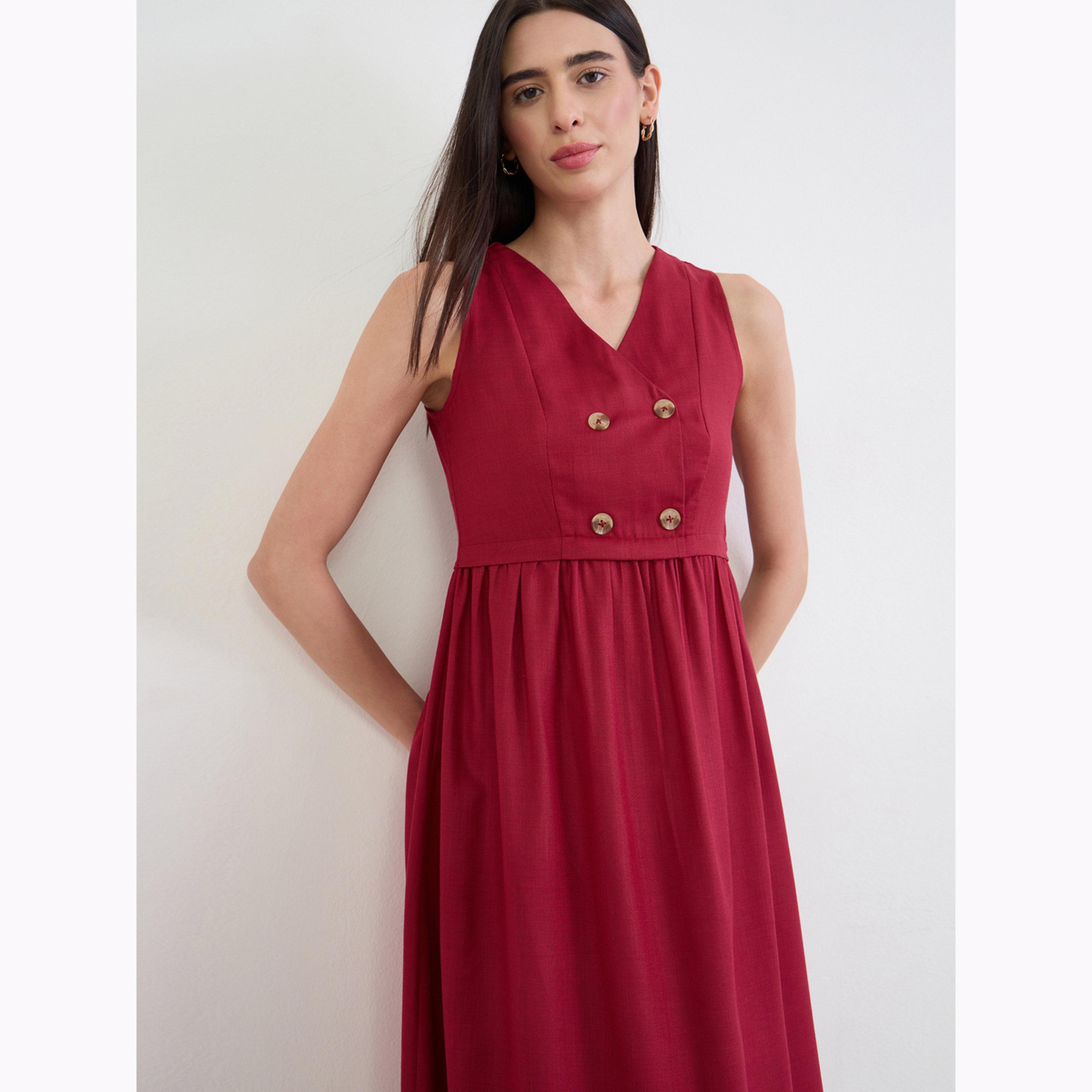 Styli Burgundy Sleeveless Maxi Dress-women-clothing-dresses-image-5