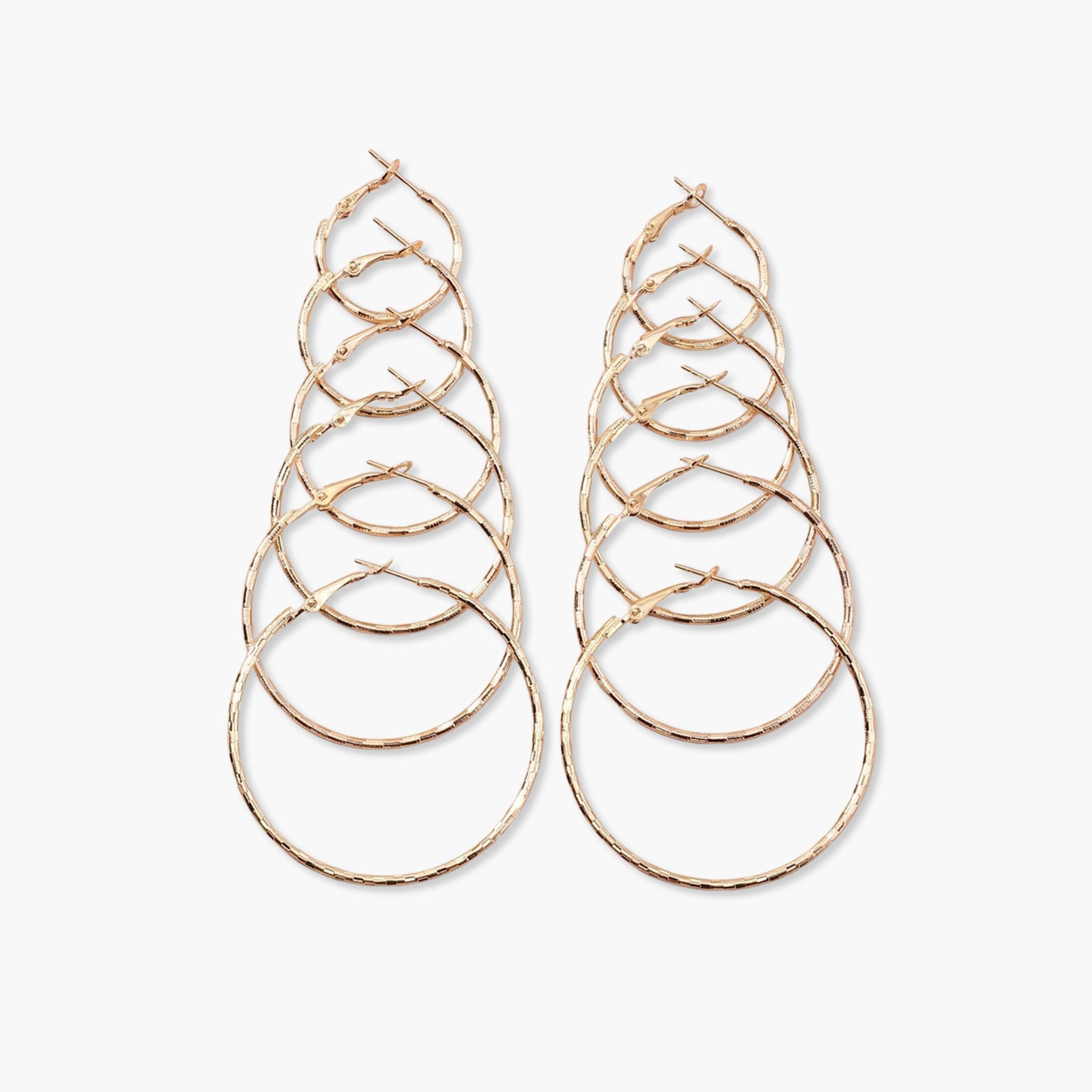 مجموعة من 6 أقراط حلقية مزخرفة-women-watchesandjewellery-jewellery-earrings-image-1