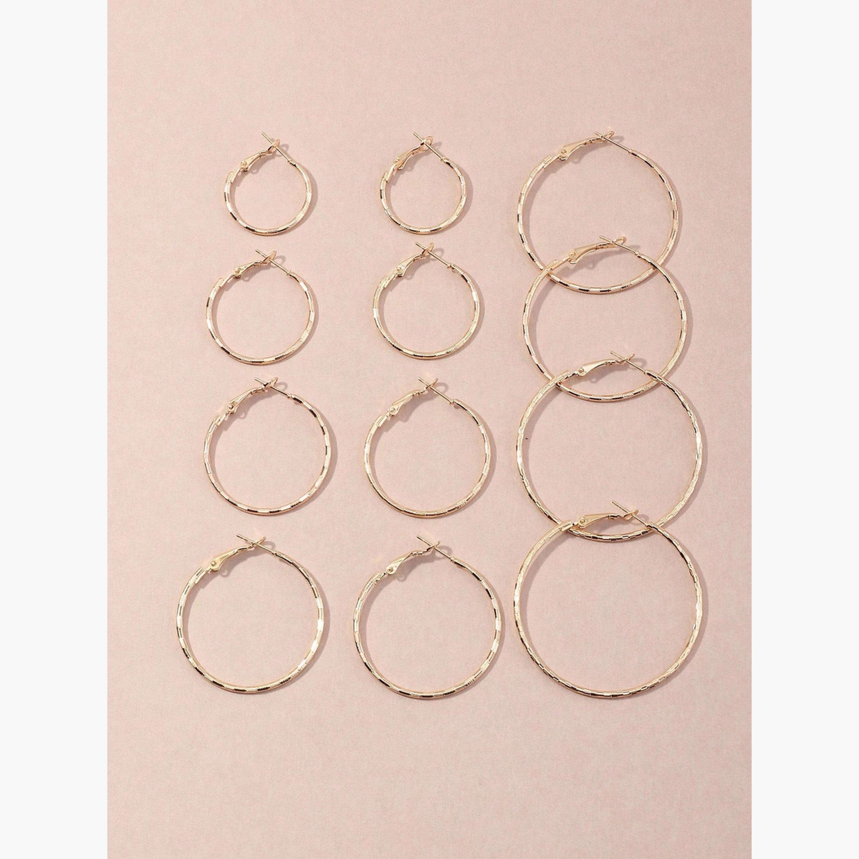 مجموعة من 6 أقراط حلقية مزخرفة-women-watchesandjewellery-jewellery-earrings-image-2