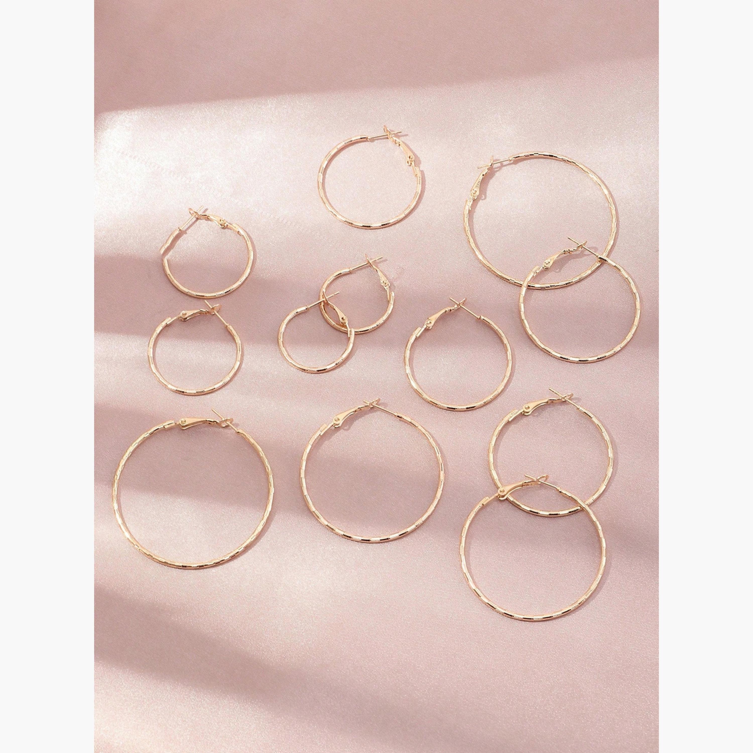 مجموعة من 6 أقراط حلقية مزخرفة-women-watchesandjewellery-jewellery-earrings-image-4