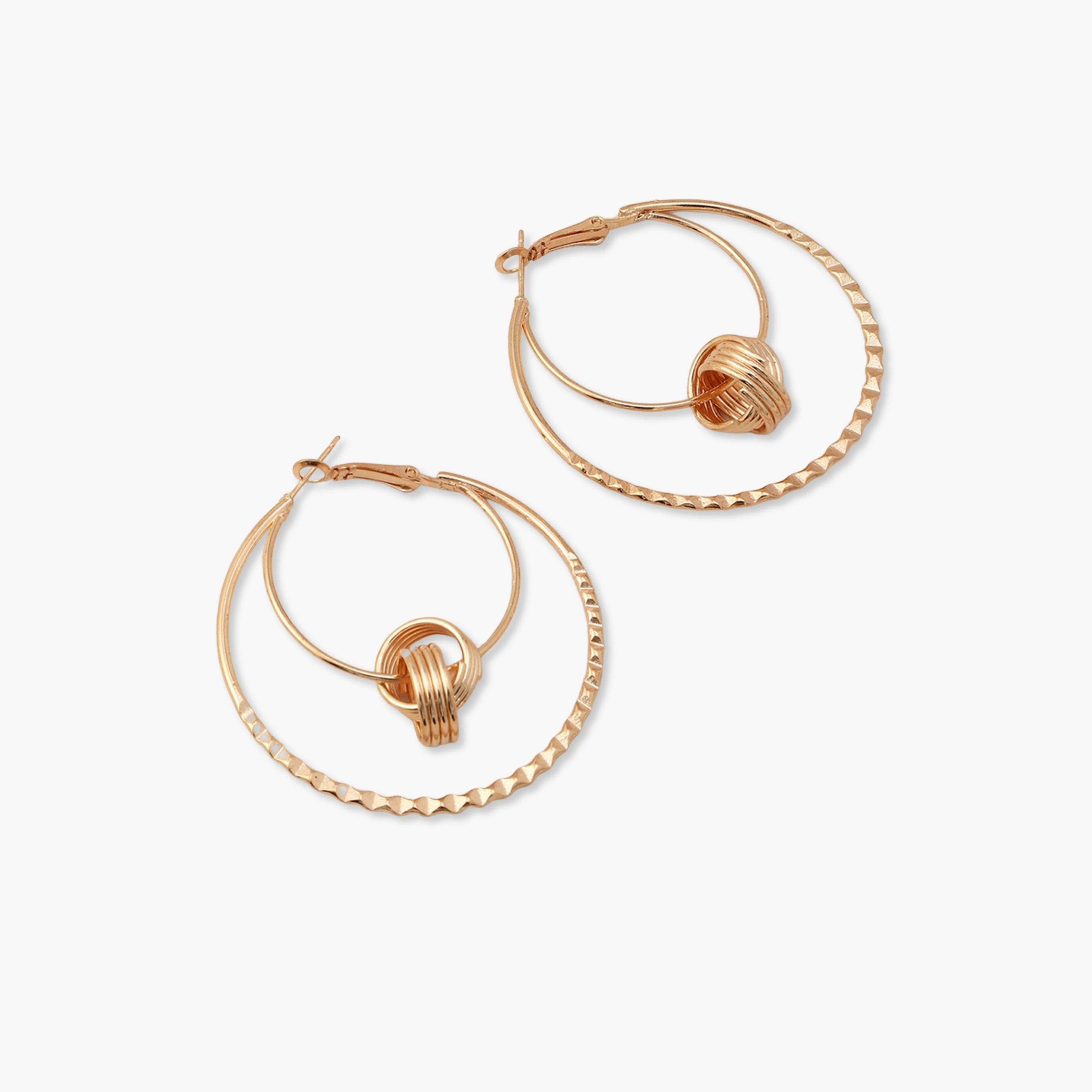أقراط حلقية مزدوجة بتصميم عقدة-women-watchesandjewellery-jewellery-earrings-image-1