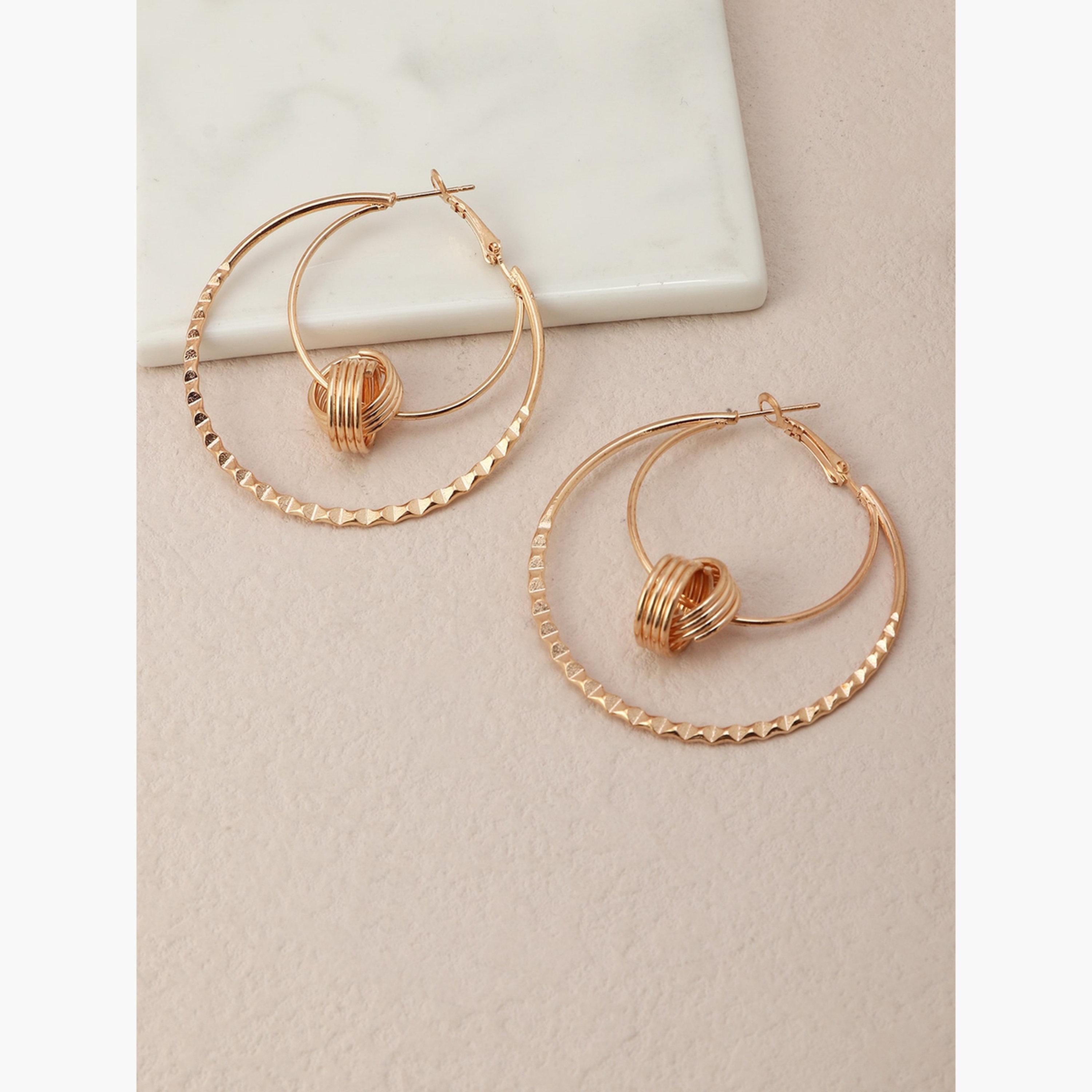 Take Two Double Hoop Earrings with Knot Decor-women-watchesandjewellery-jewellery-earrings-image-4