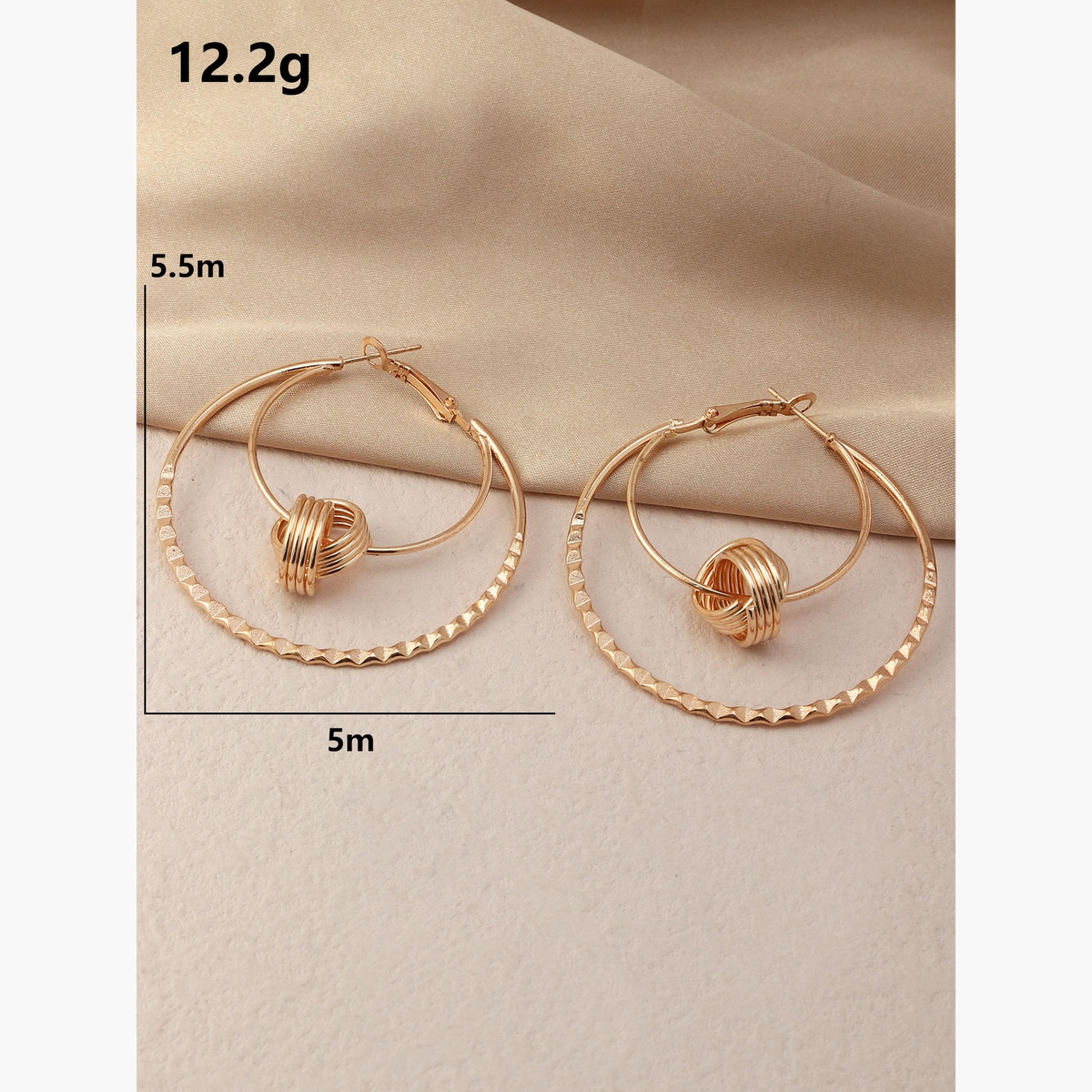 Take Two Double Hoop Earrings with Knot Decor-women-watchesandjewellery-jewellery-earrings-image-6