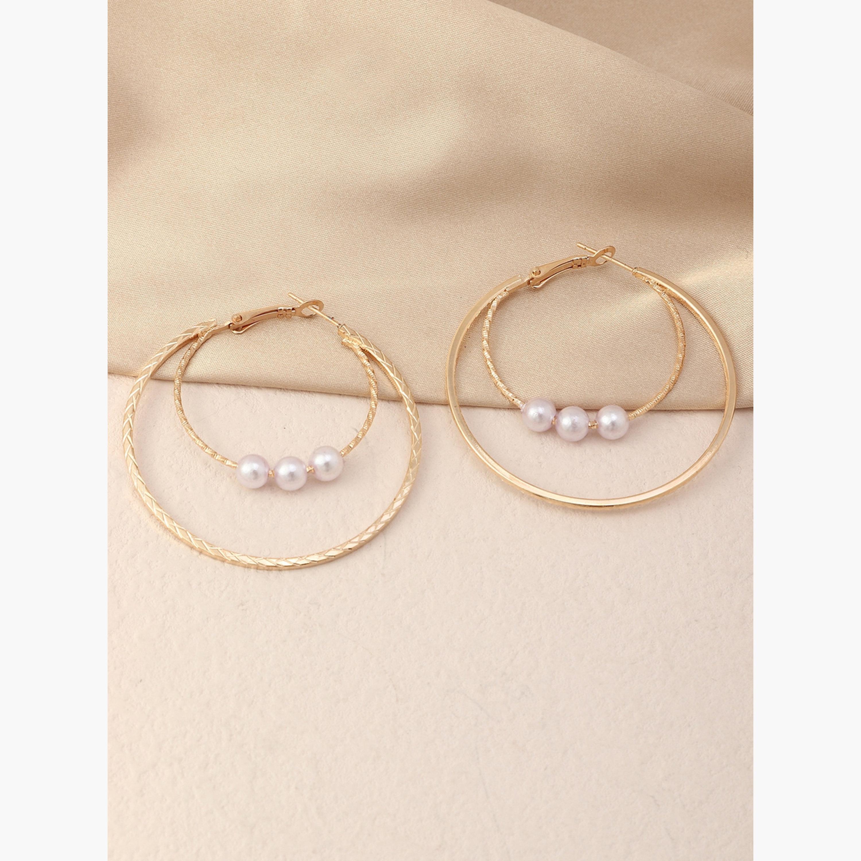 أقراط حلقية مزدوجة مزينة بلؤلؤ صناعي-women-watchesandjewellery-jewellery-earrings-image-3