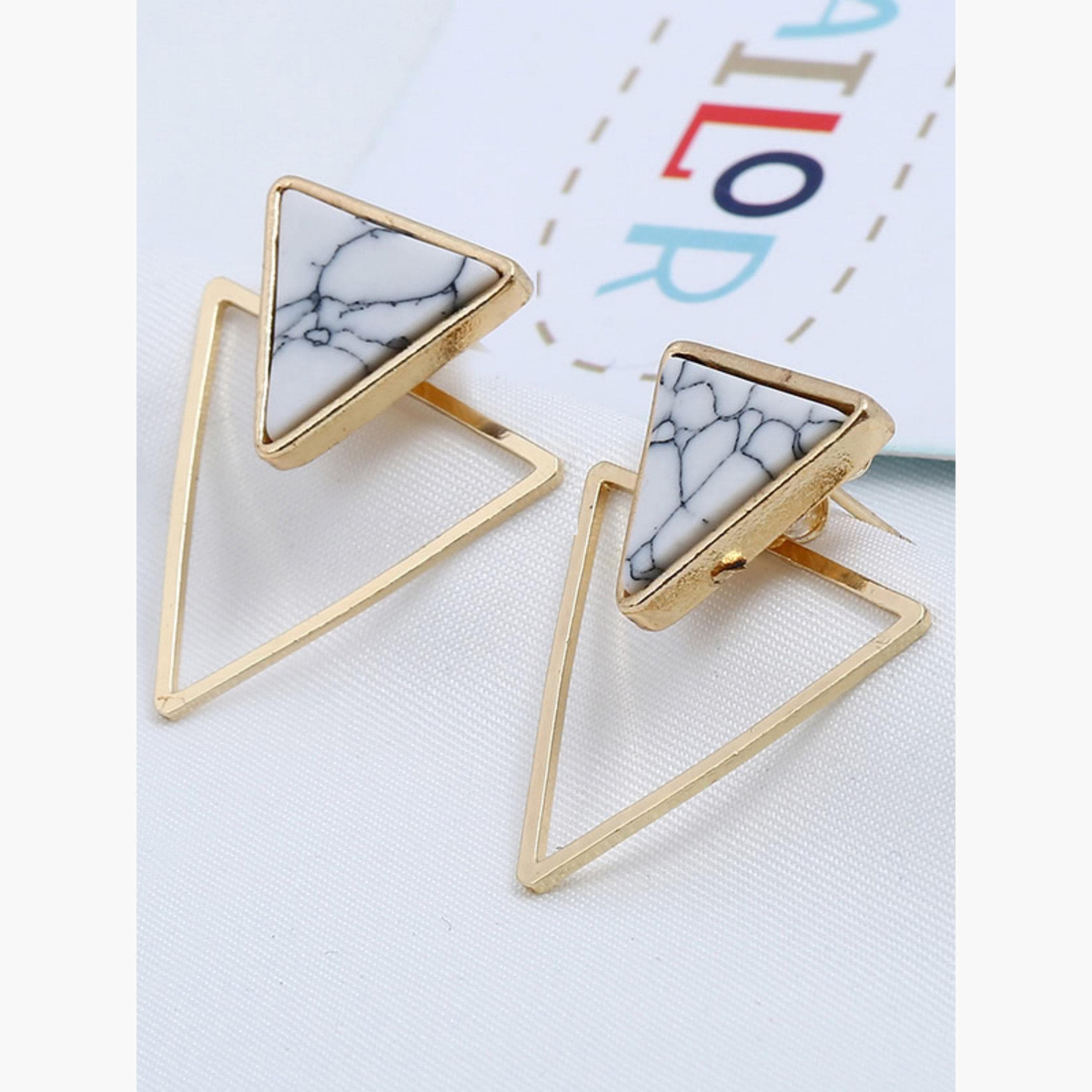Take Two Triangle Shaped Push Back Earrings-women-watchesandjewellery-jewellery-earrings-image-2