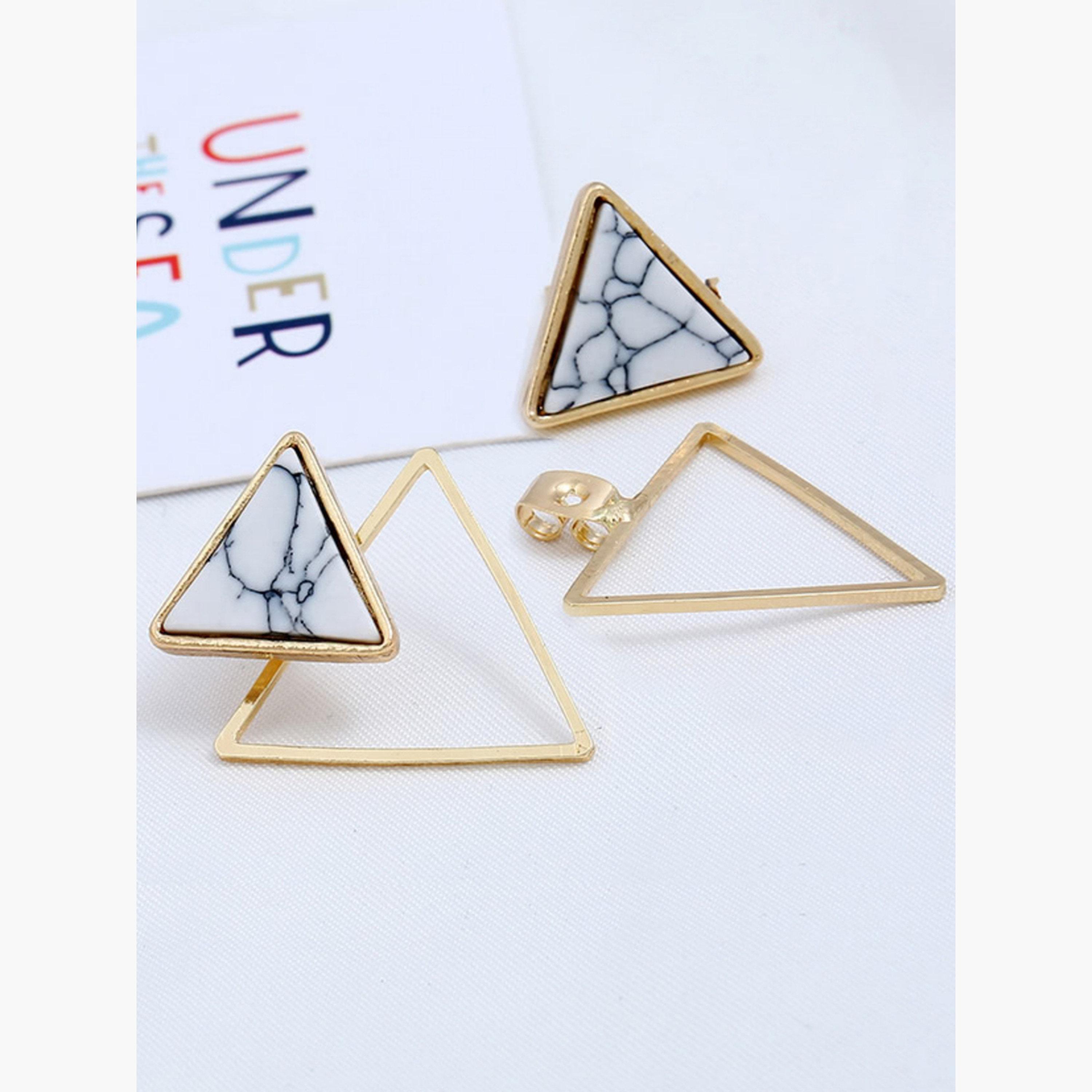 Take Two Triangle Shaped Push Back Earrings-women-watchesandjewellery-jewellery-earrings-image-3