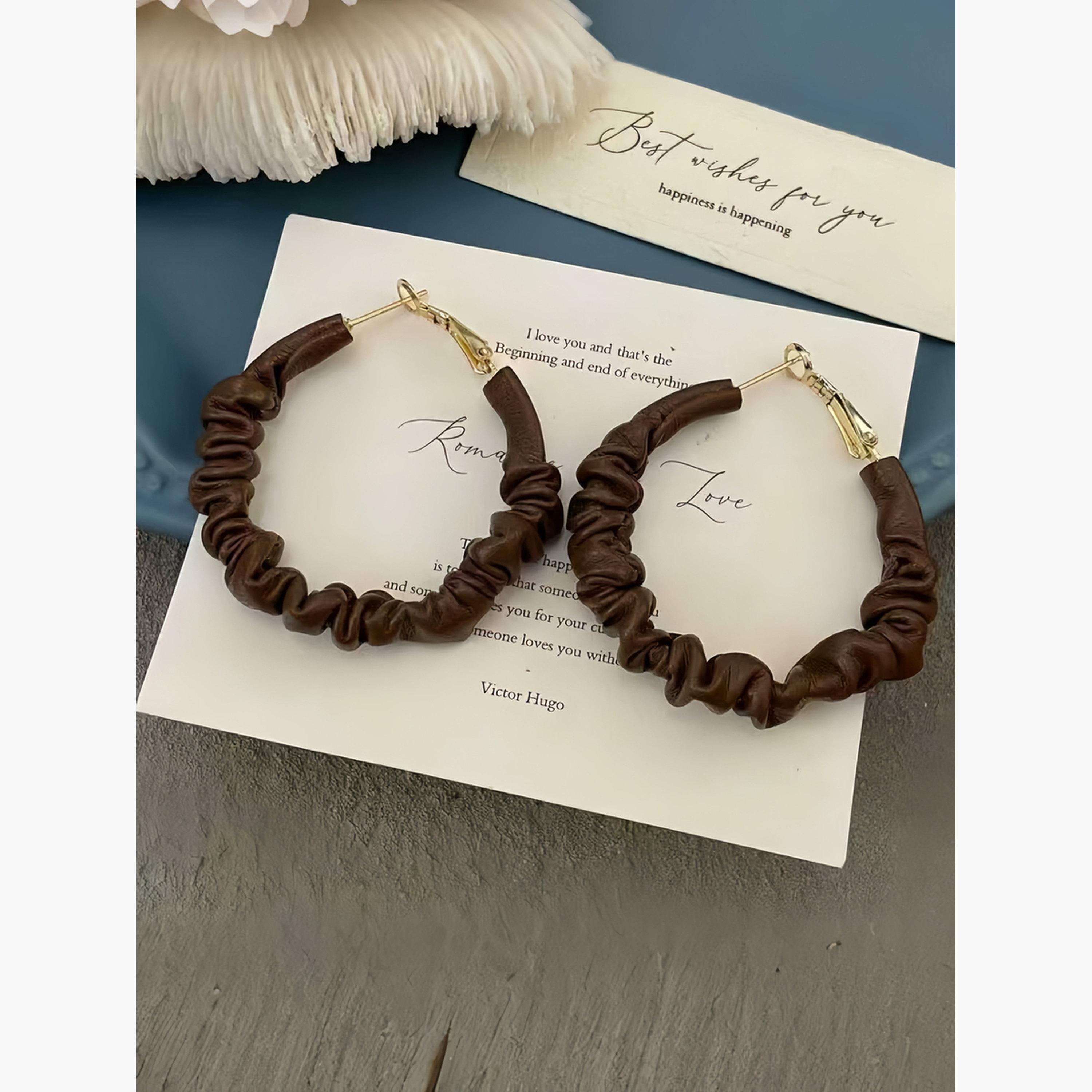 Take Two Brown Hoop Earrings-women-watchesandjewellery-jewellery-earrings-image-3