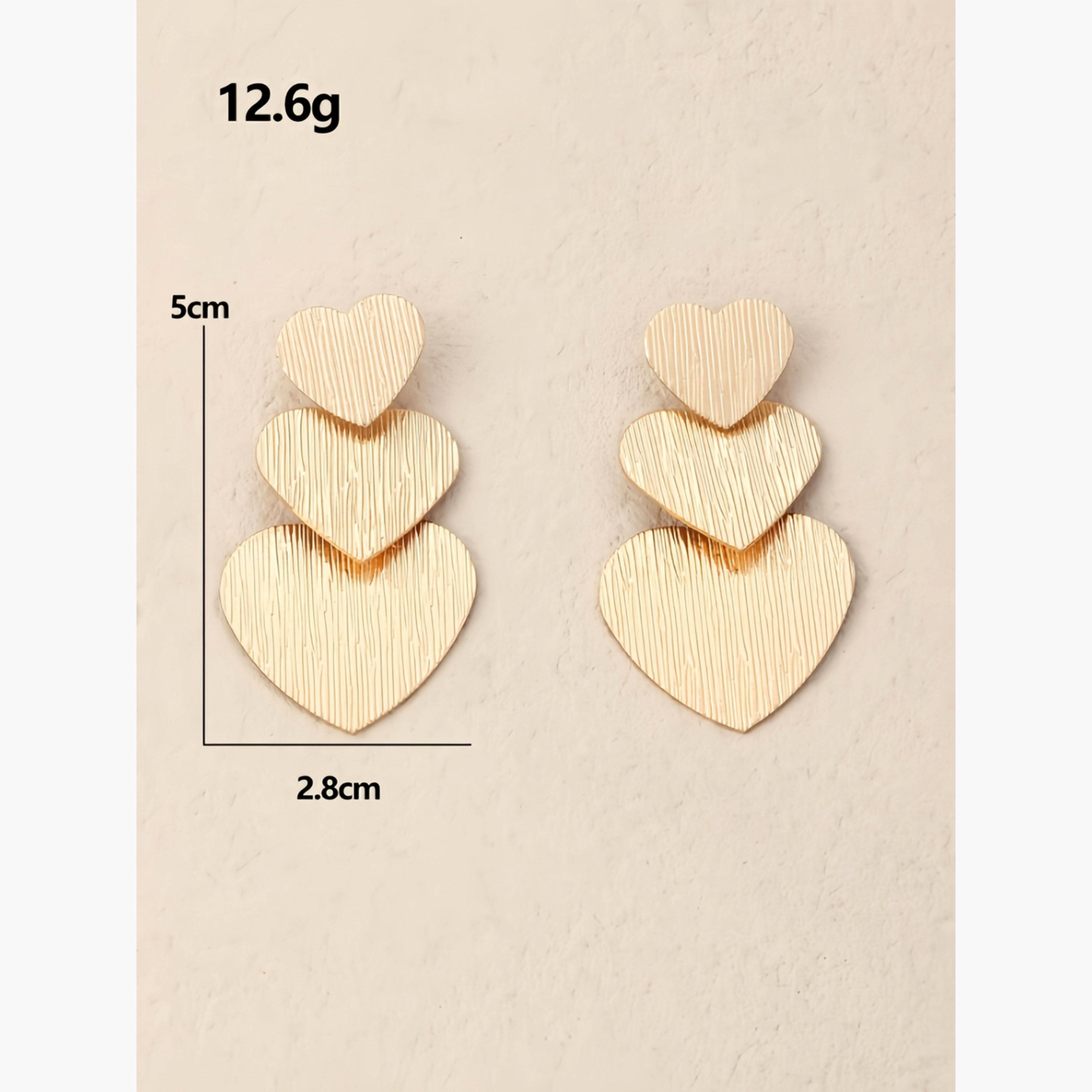 Take Two Textured Heart Dangle Earrings-women-watchesandjewellery-jewellery-earrings-image-6