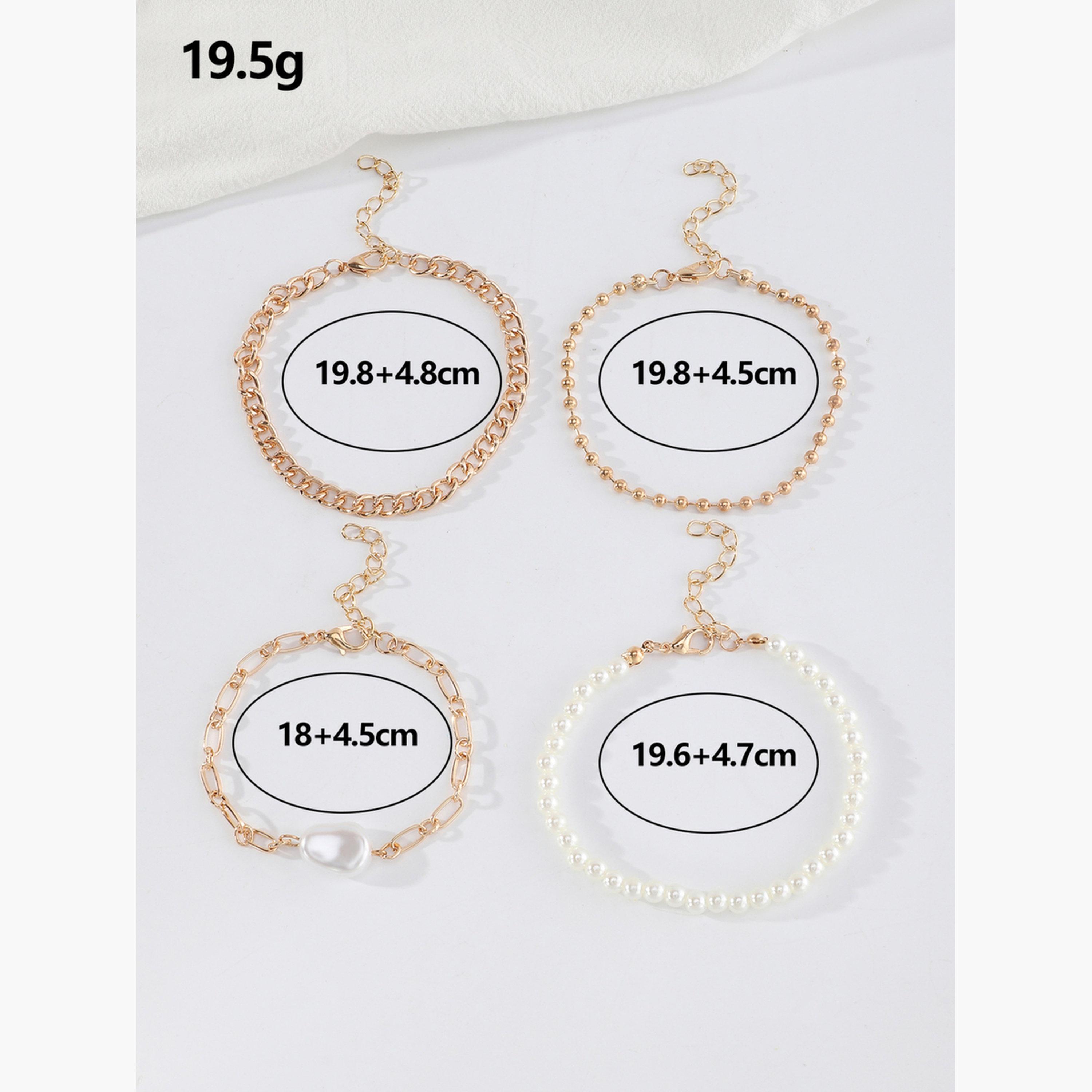 مجموعة من 4 أساور يد مزينة بالخرز واللؤلؤ الصناعي-women-watchesandjewellery-jewellery-banglesandbracelets-image-6