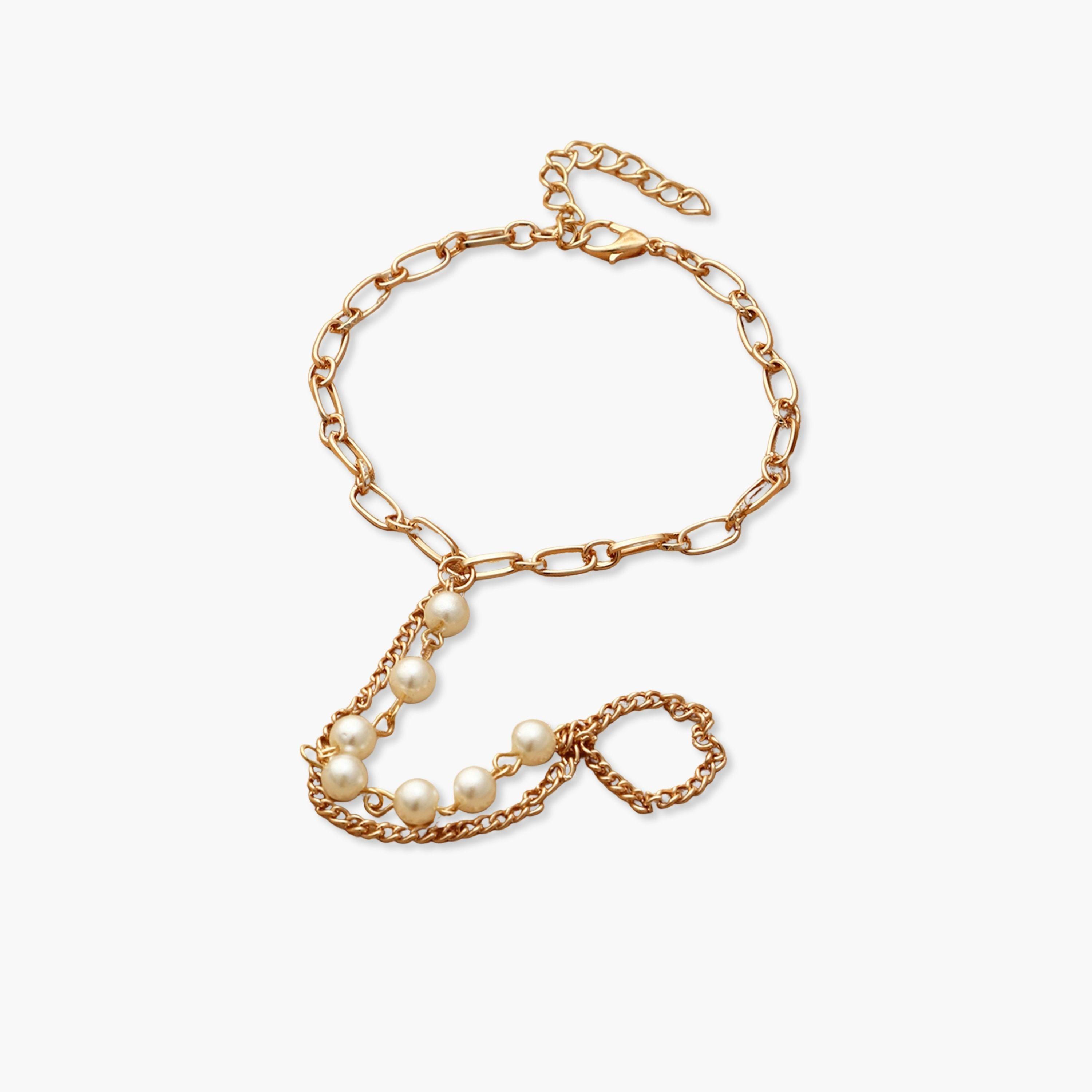 أساور يد سلسلة يد وخاتم مزينة باللؤلؤ الصناعي-women-watchesandjewellery-jewellery-banglesandbracelets-image-1
