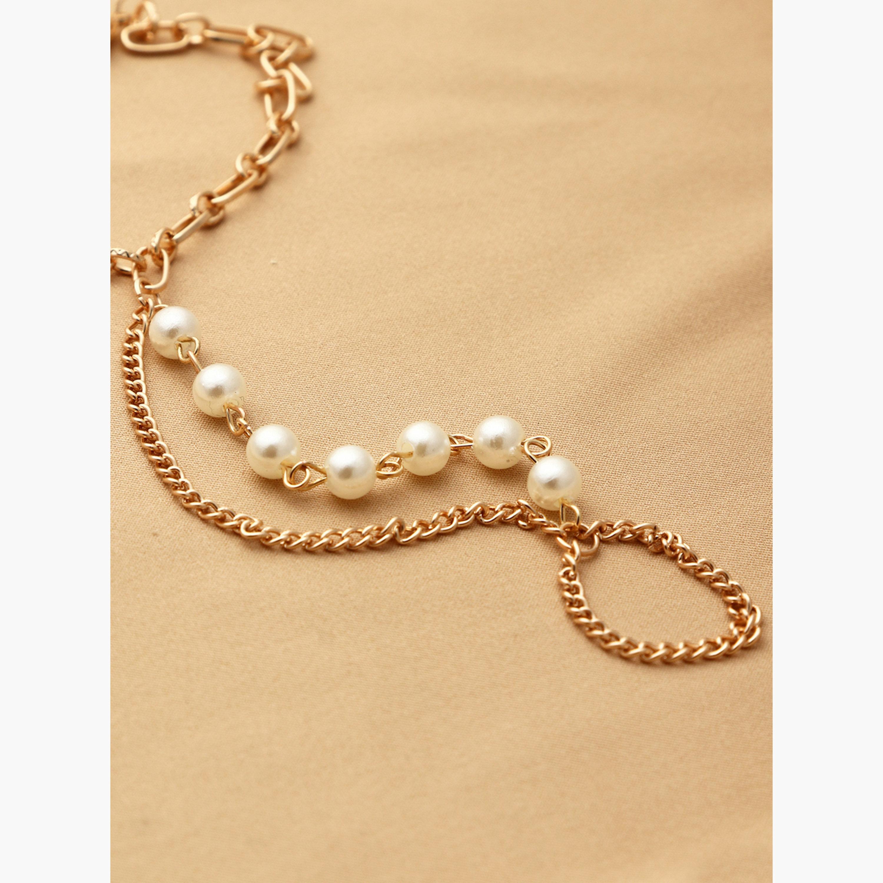 أساور يد سلسلة يد وخاتم مزينة باللؤلؤ الصناعي-women-watchesandjewellery-jewellery-banglesandbracelets-image-3