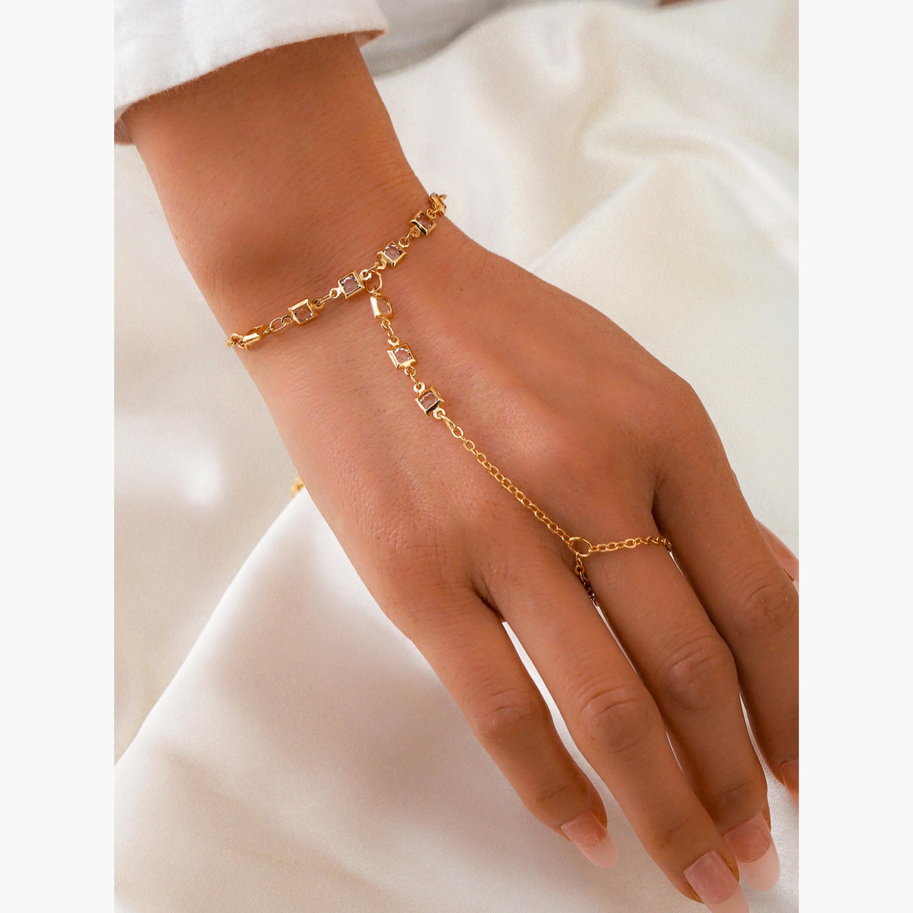 Take Two Embellished Hand Chain Ring Bracelet-women-watchesandjewellery-jewellery-banglesandbracelets-image-2