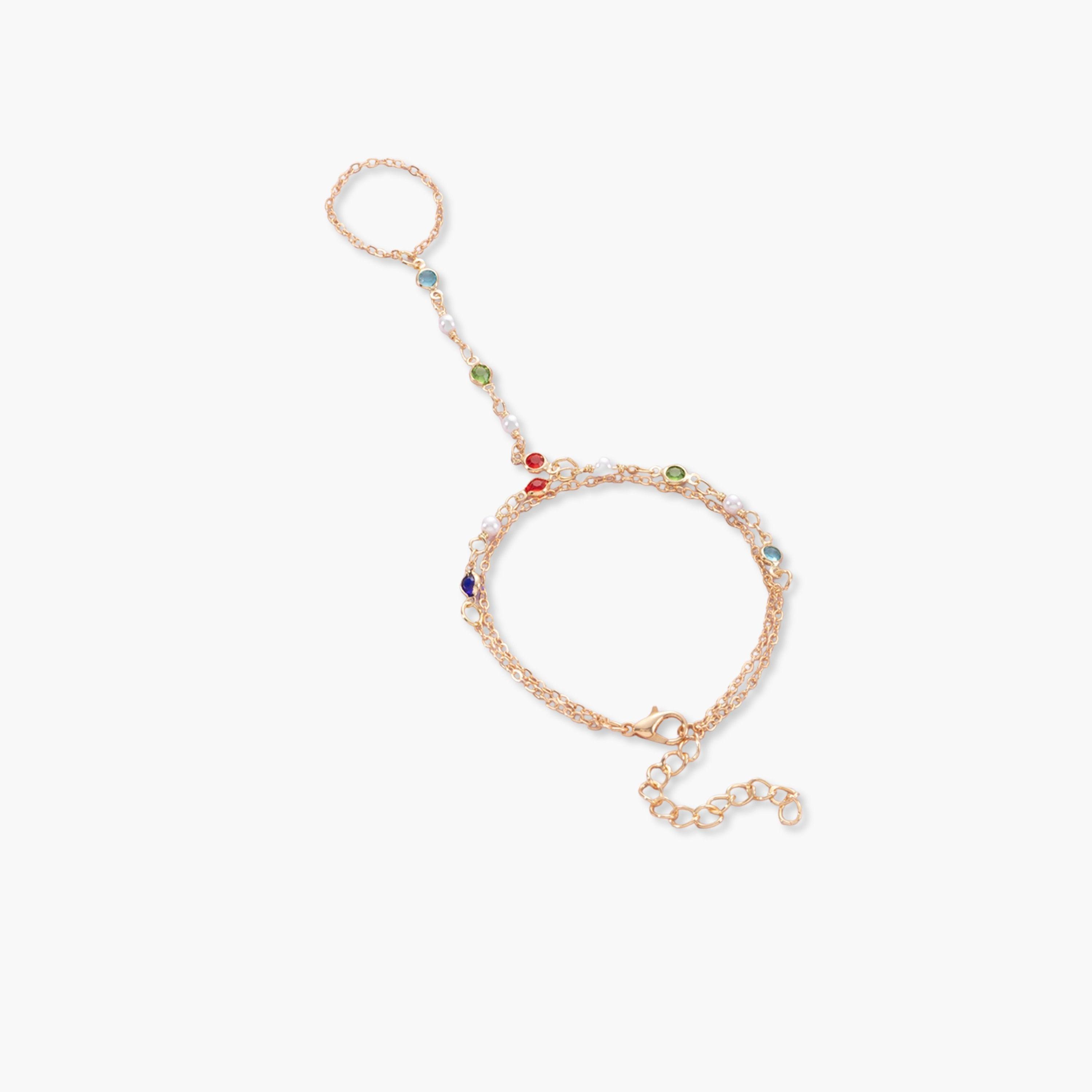 Take Two Multi-Stone Hand Chain Ring Bracelet-women-watchesandjewellery-jewellery-banglesandbracelets-image-1