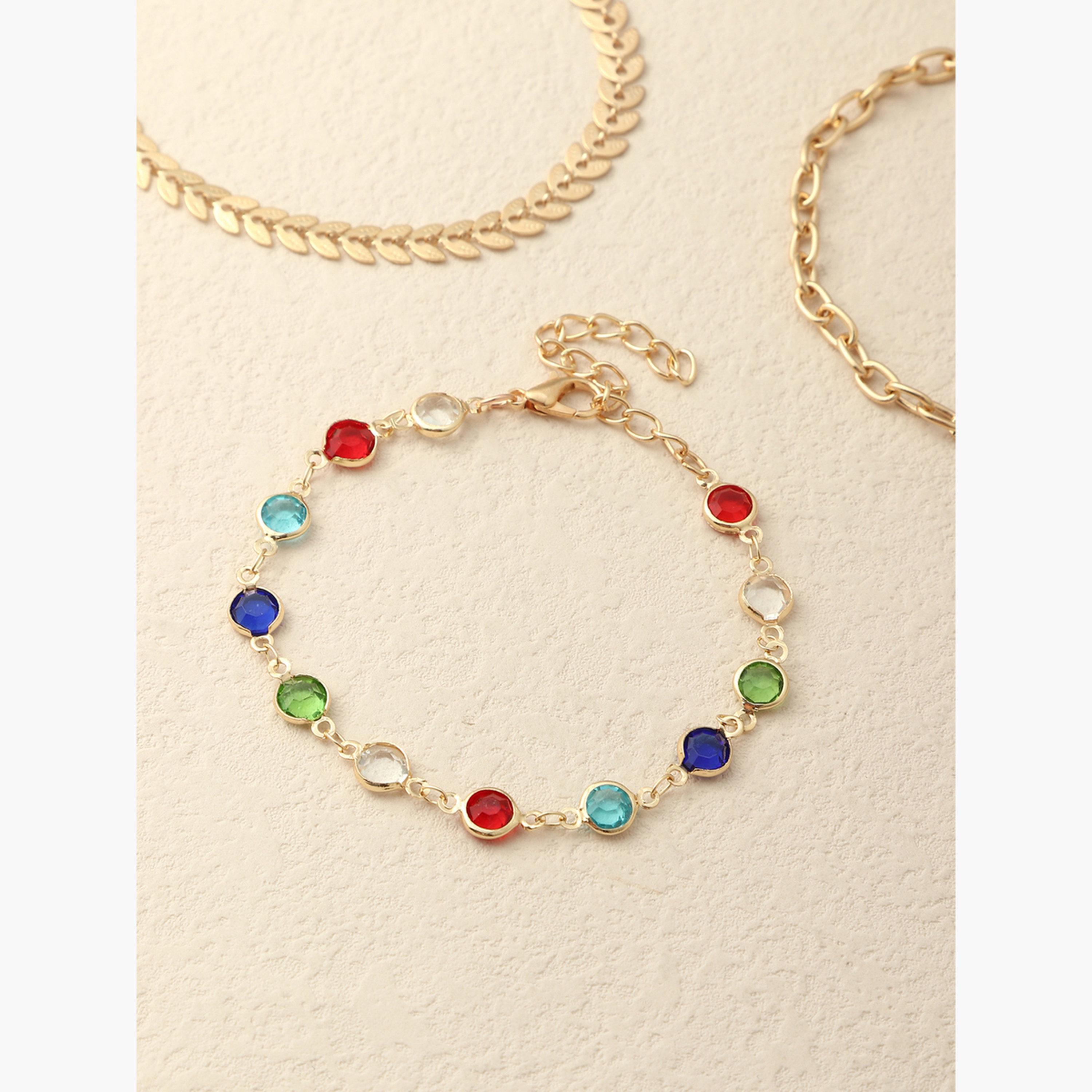 مجموعة من 3 أساور يد سلسلة بأوراق-women-watchesandjewellery-jewellery-banglesandbracelets-image-4