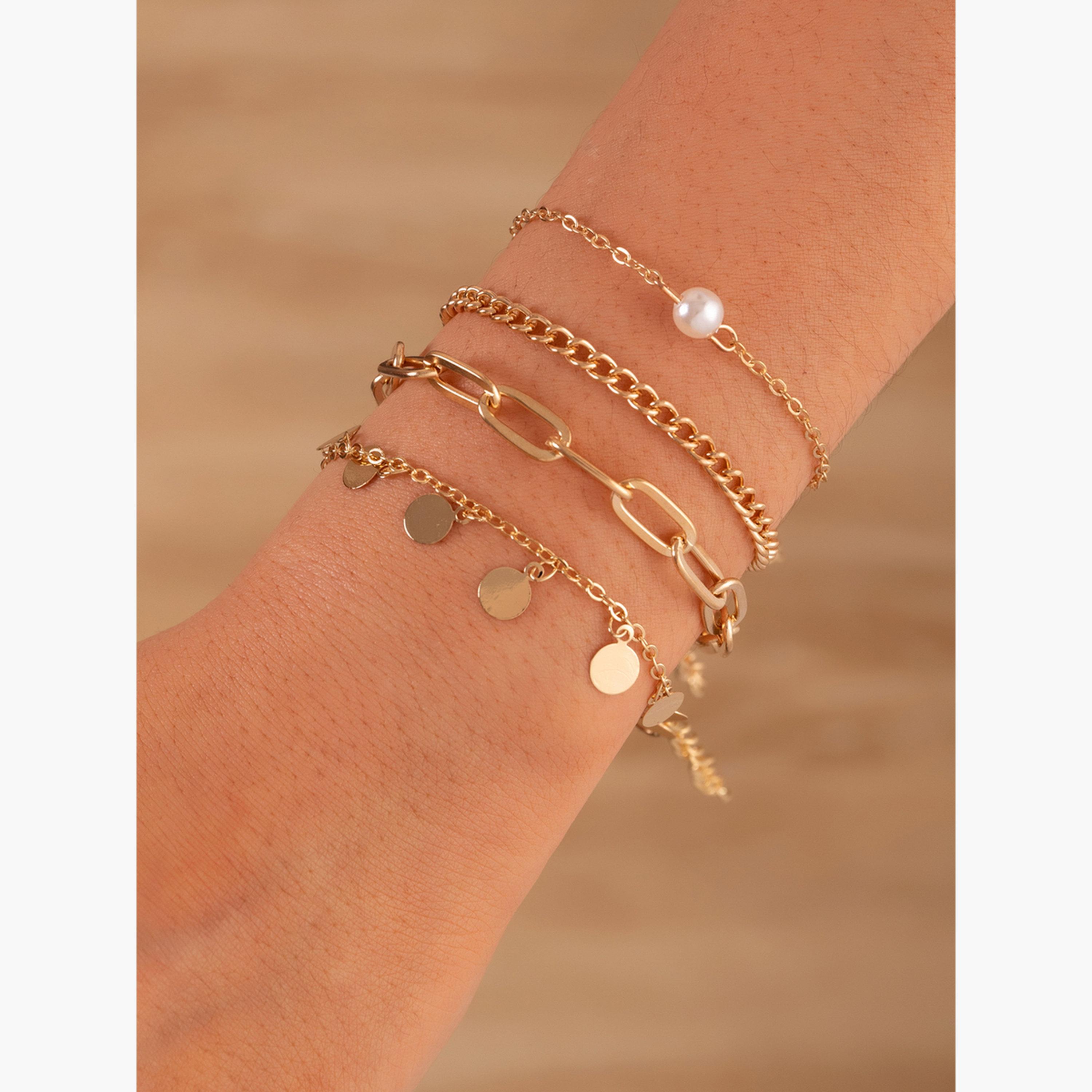 مجموعة من 4 أساور يد متدلية دائرية-women-watchesandjewellery-jewellery-banglesandbracelets-image-2