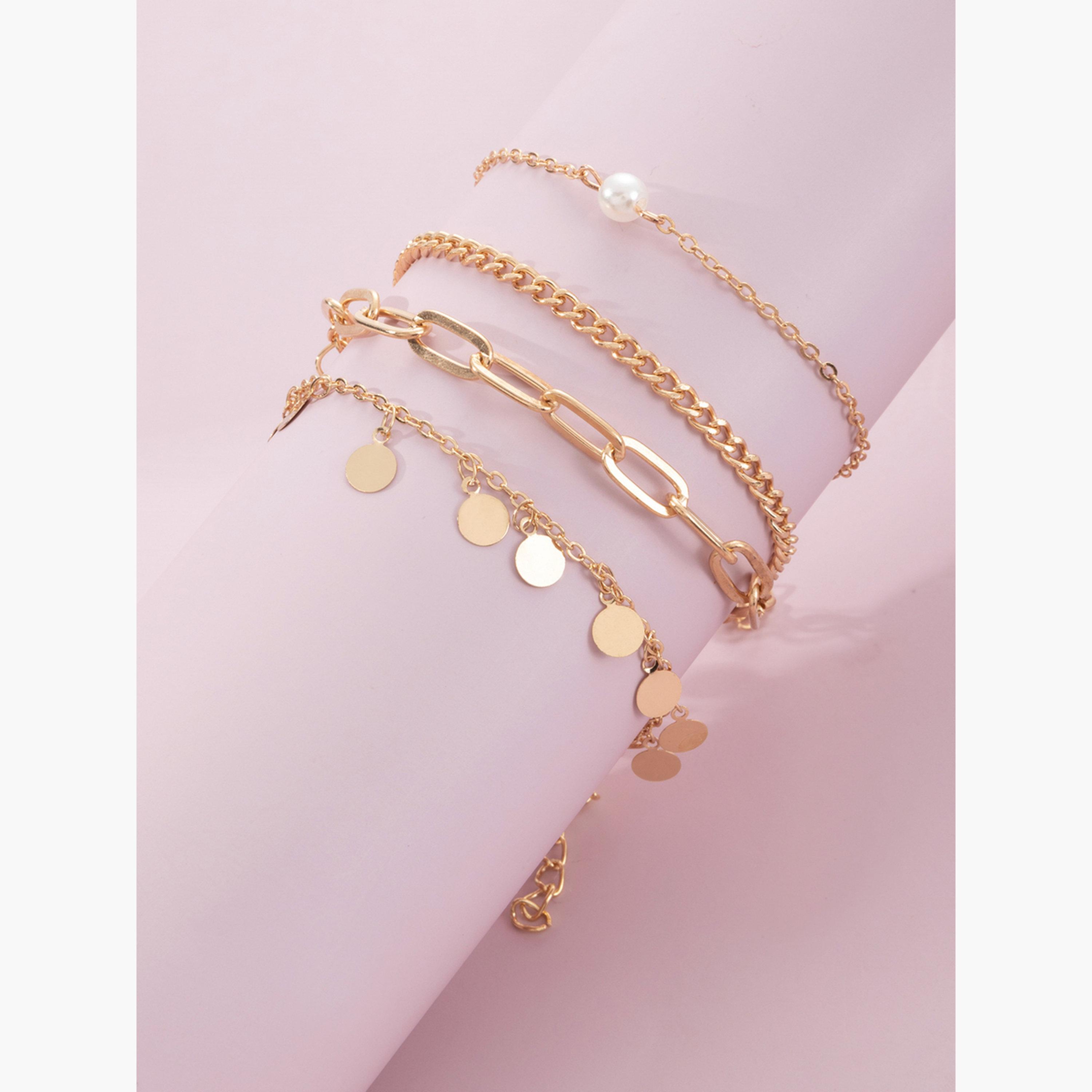 مجموعة من 4 أساور يد متدلية دائرية-women-watchesandjewellery-jewellery-banglesandbracelets-image-4