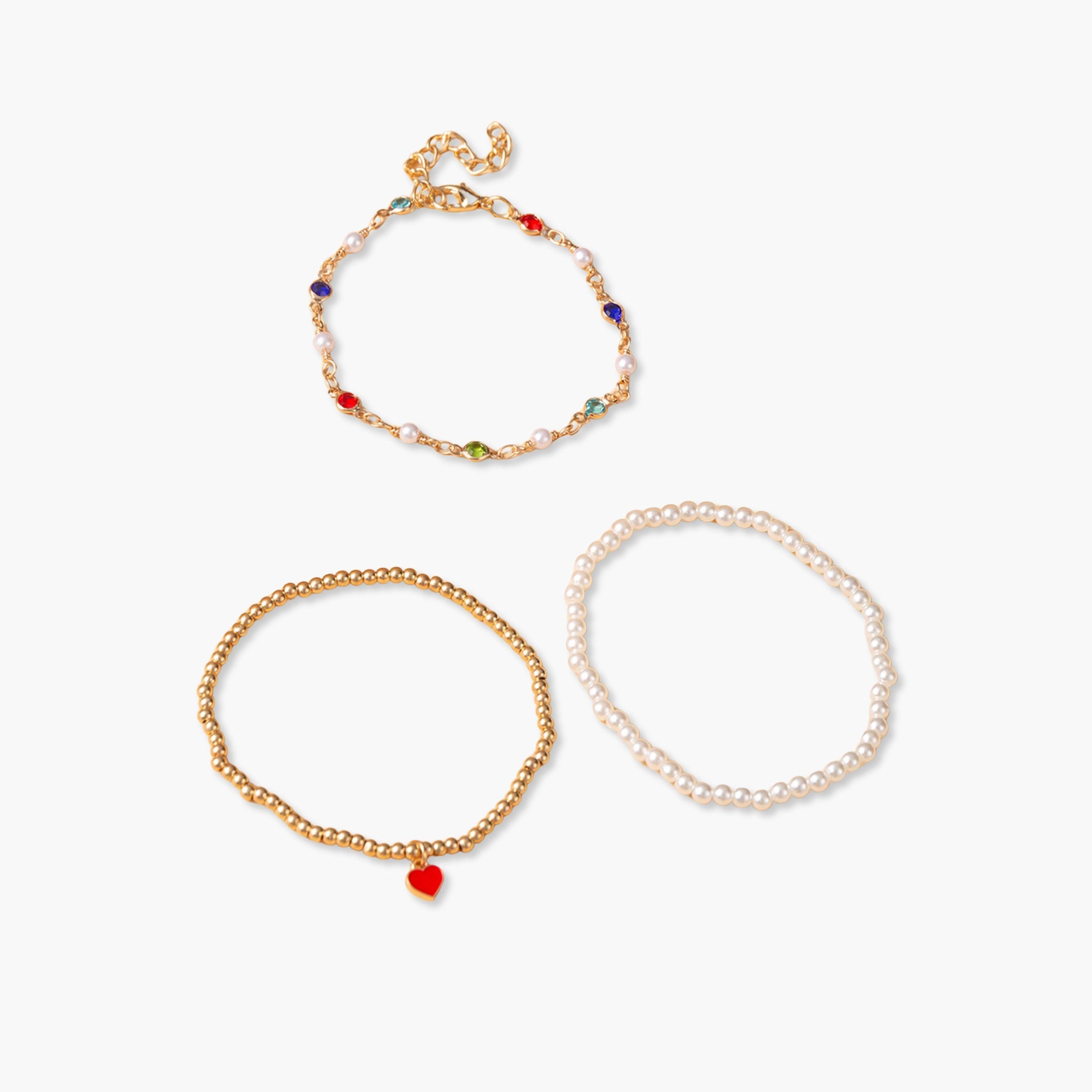 مجموعة من 3 أساور يد مزينة بالخرز-women-watchesandjewellery-jewellery-banglesandbracelets-image-1