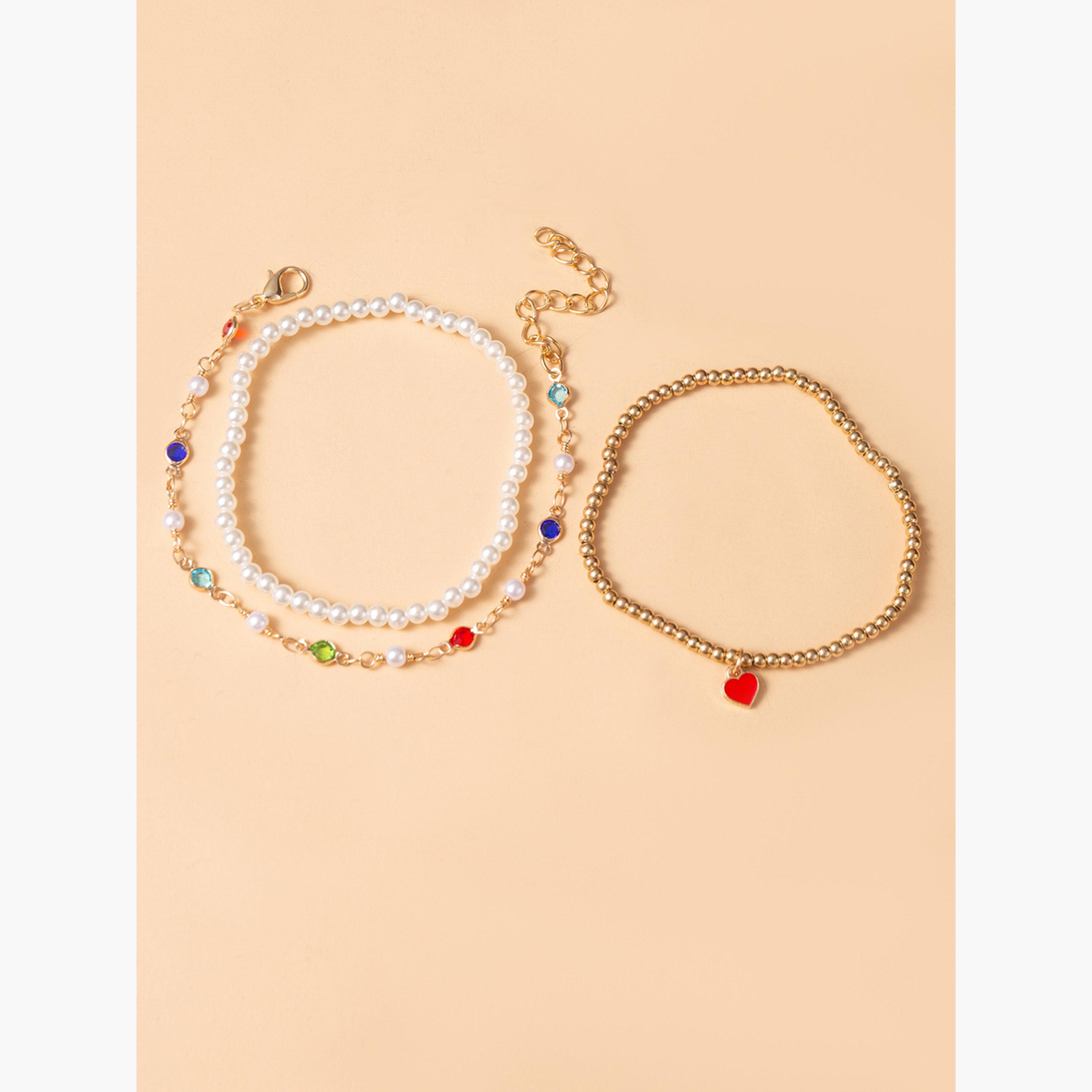 مجموعة من 3 أساور يد مزينة بالخرز-women-watchesandjewellery-jewellery-banglesandbracelets-image-5