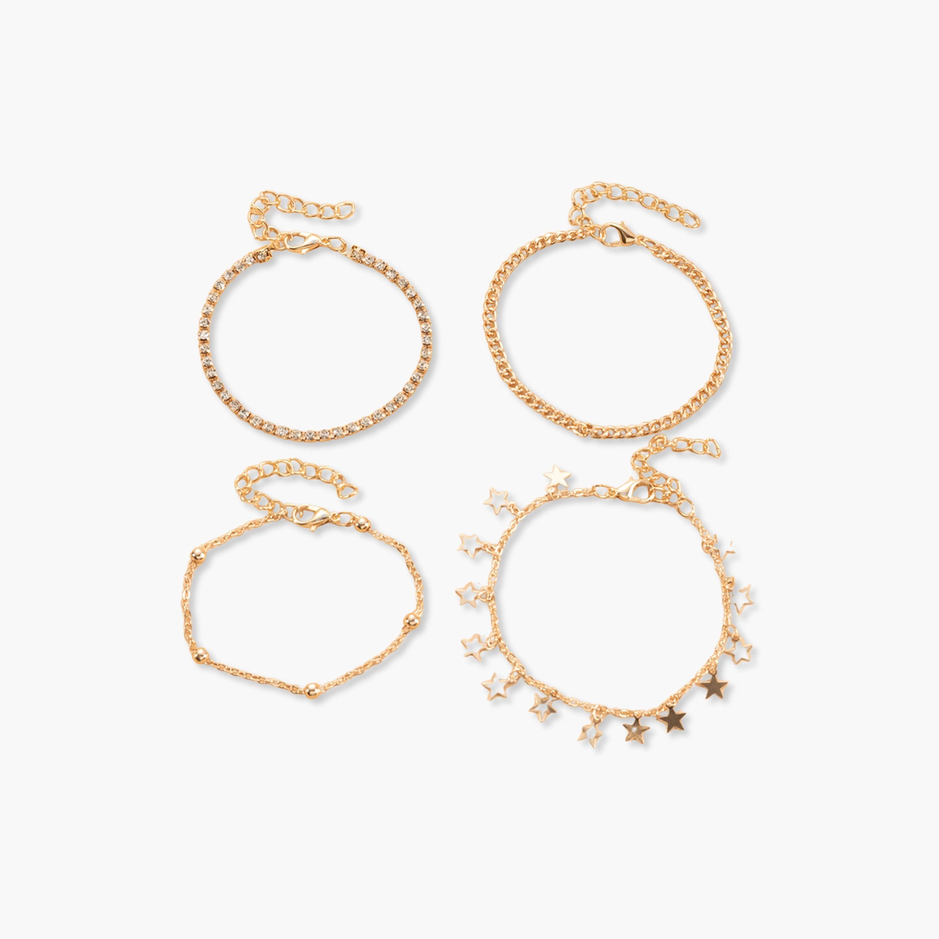 مجموعة من 4 أساور يد بتعليقة نجمة-women-watchesandjewellery-jewellery-banglesandbracelets-image-1