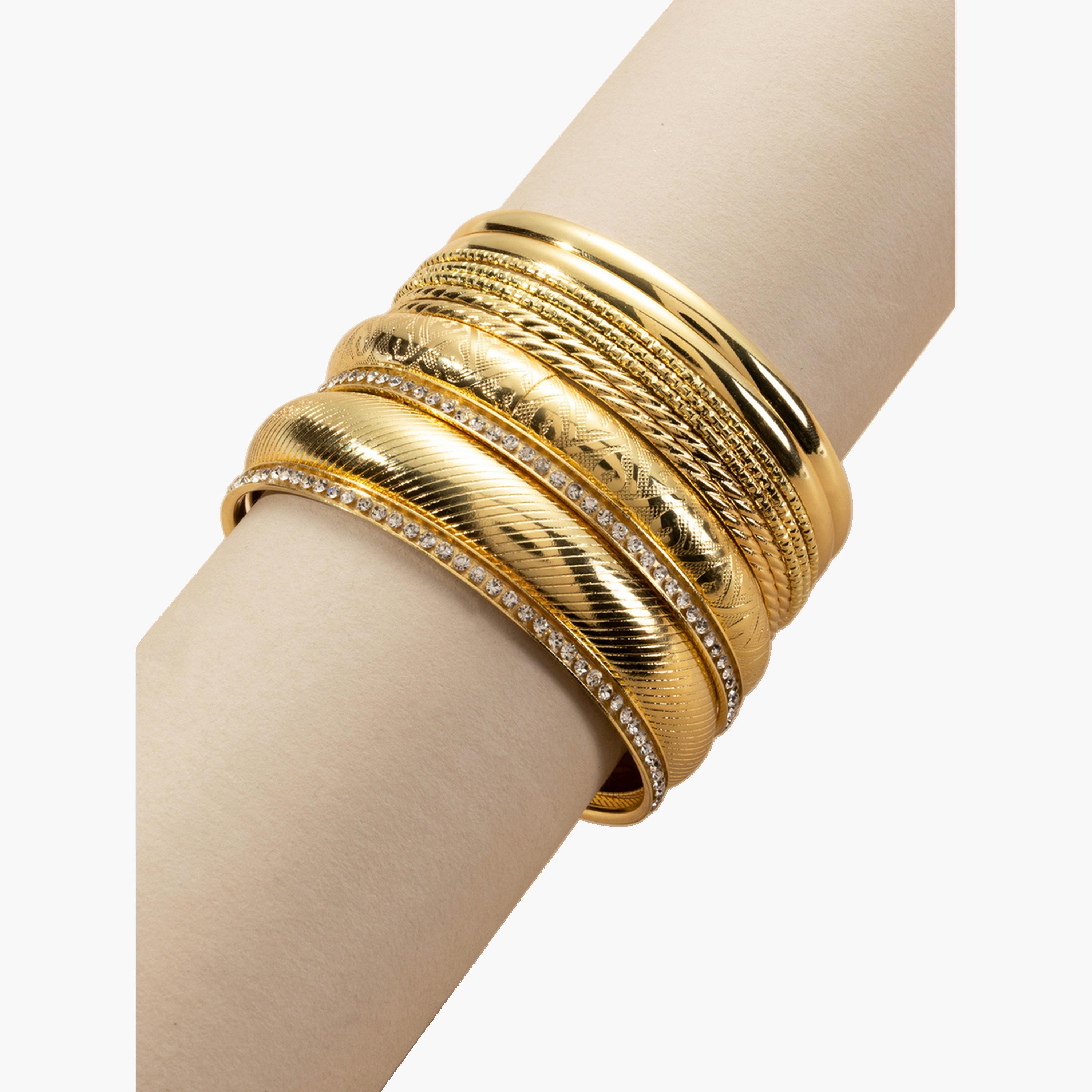Take Two Set of 9 - Textured Bangles-women-watchesandjewellery-jewellery-banglesandbracelets-image-1