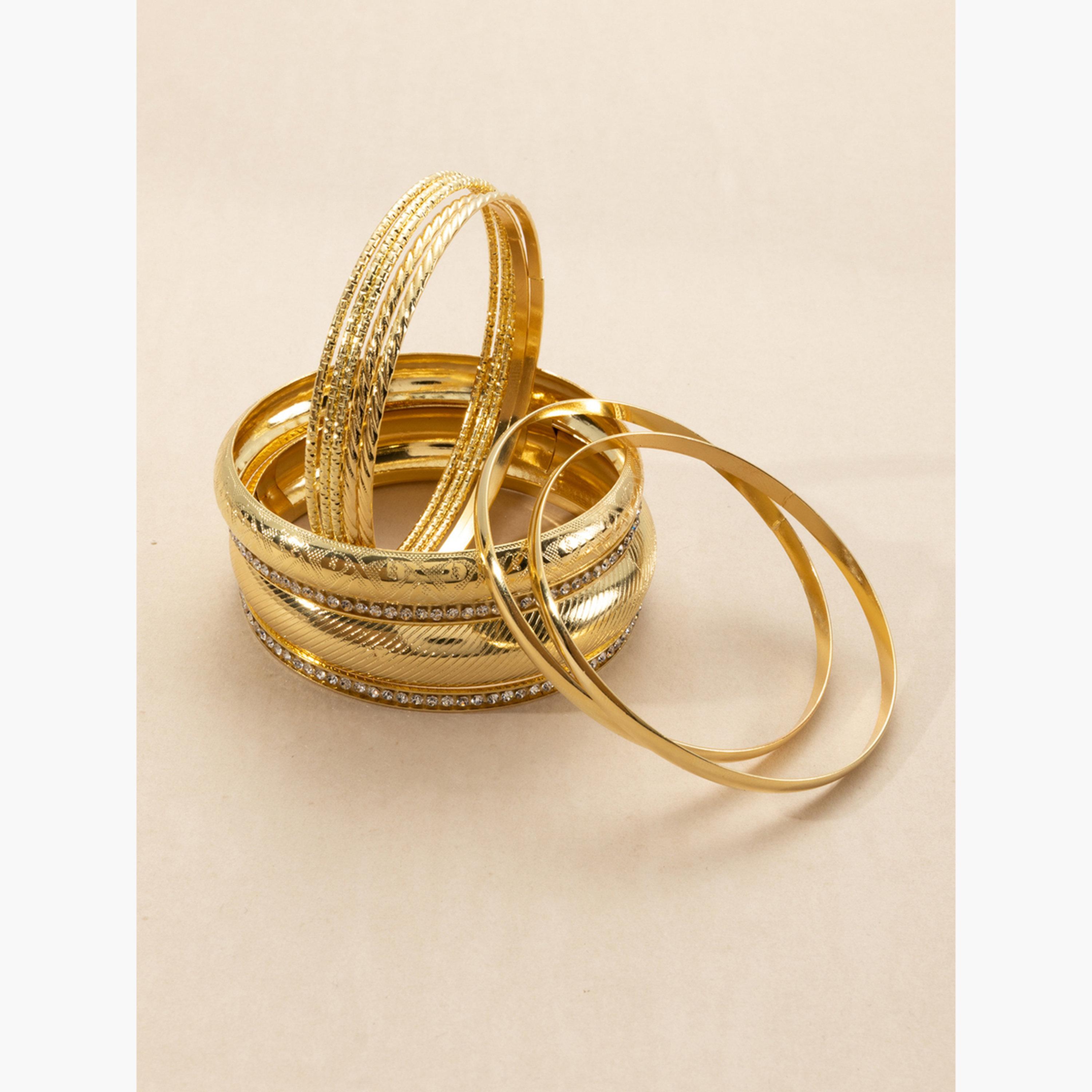 مجموعة من 9 أساور يد صلبة مزخرفة-women-watchesandjewellery-jewellery-banglesandbracelets-image-3