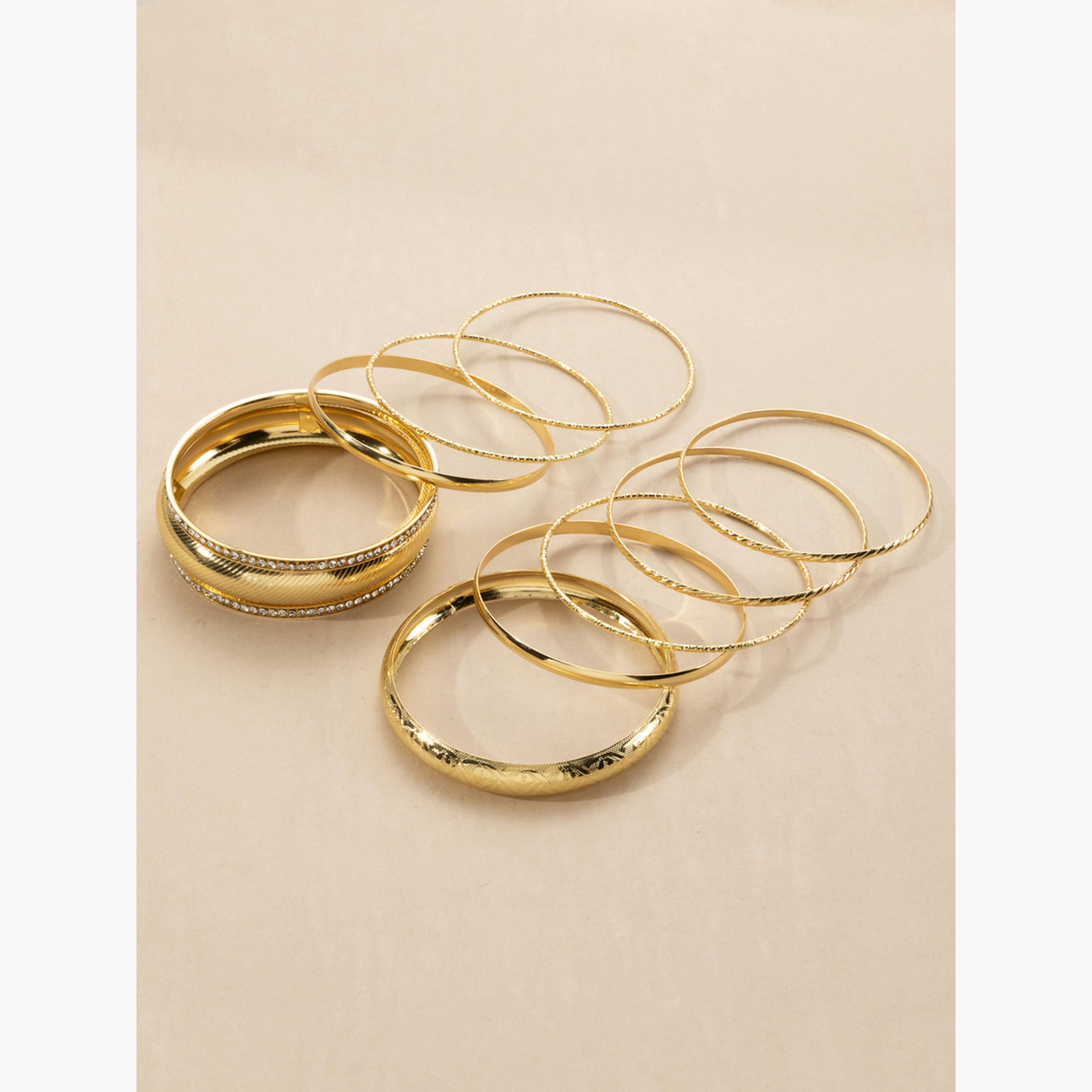 Take Two Set of 9 - Textured Bangles-women-watchesandjewellery-jewellery-banglesandbracelets-image-4