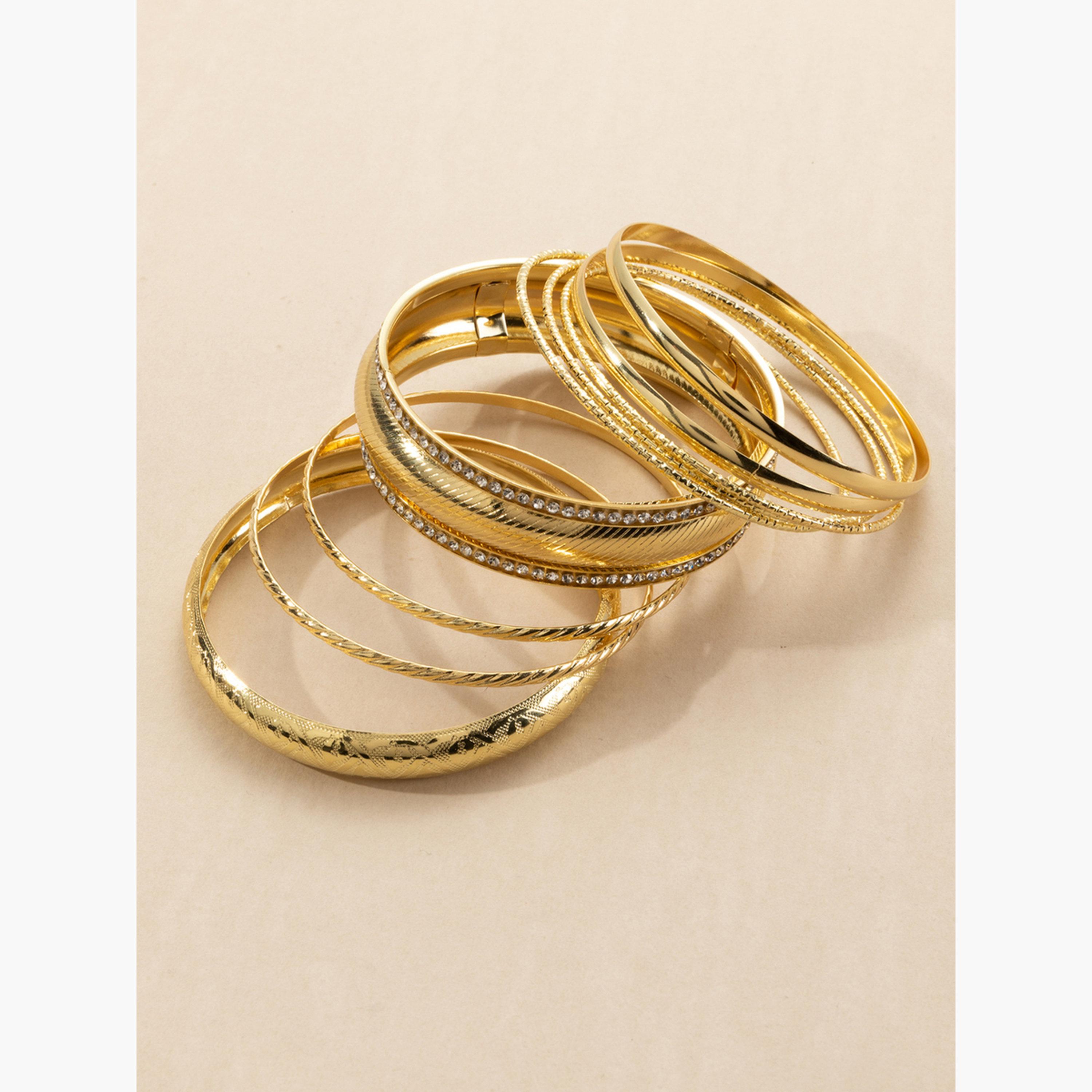 Take Two Set of 9 - Textured Bangles-women-watchesandjewellery-jewellery-banglesandbracelets-image-5