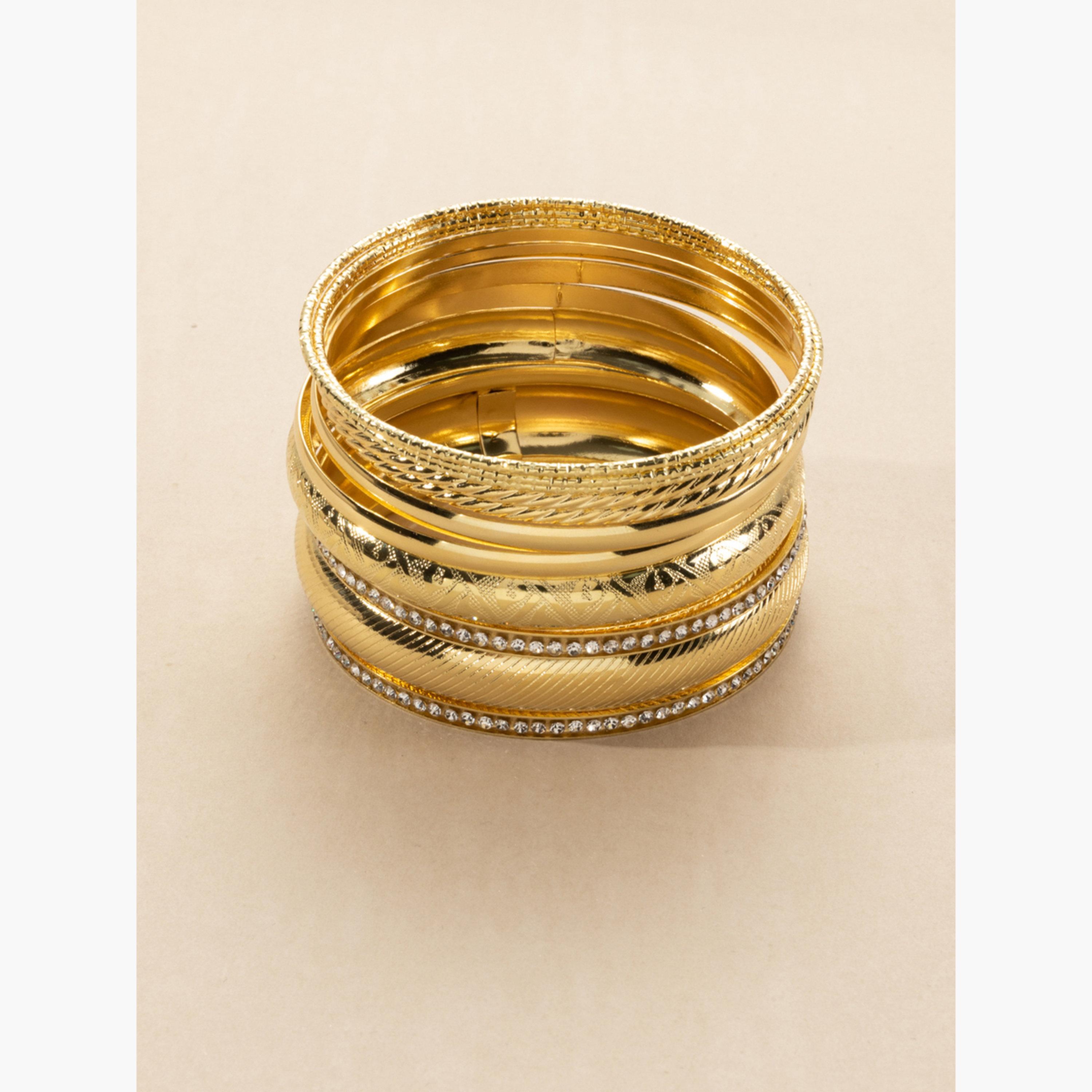 مجموعة من 9 أساور يد صلبة مزخرفة-women-watchesandjewellery-jewellery-banglesandbracelets-image-6