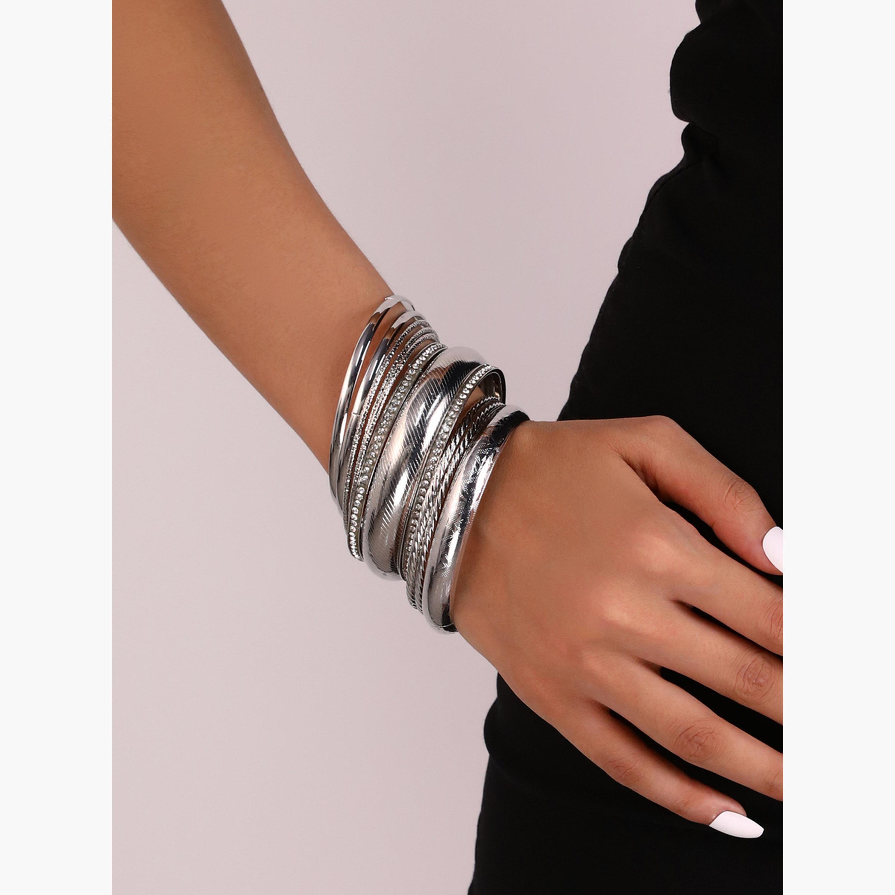 Take Two Set of 9 - Textured Bangles-women-watchesandjewellery-jewellery-banglesandbracelets-image-2