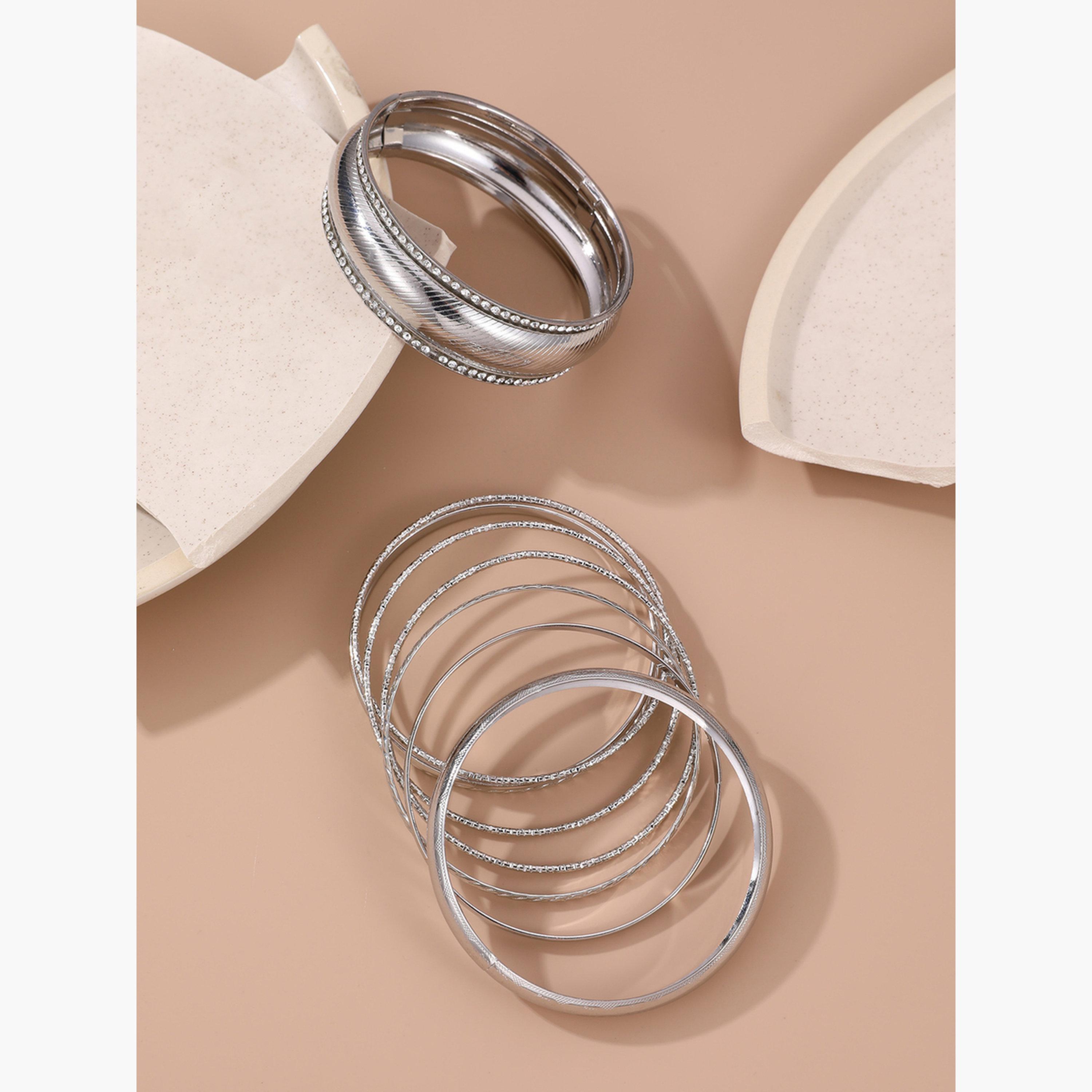 Take Two Set of 9 - Textured Bangles-women-watchesandjewellery-jewellery-banglesandbracelets-image-4