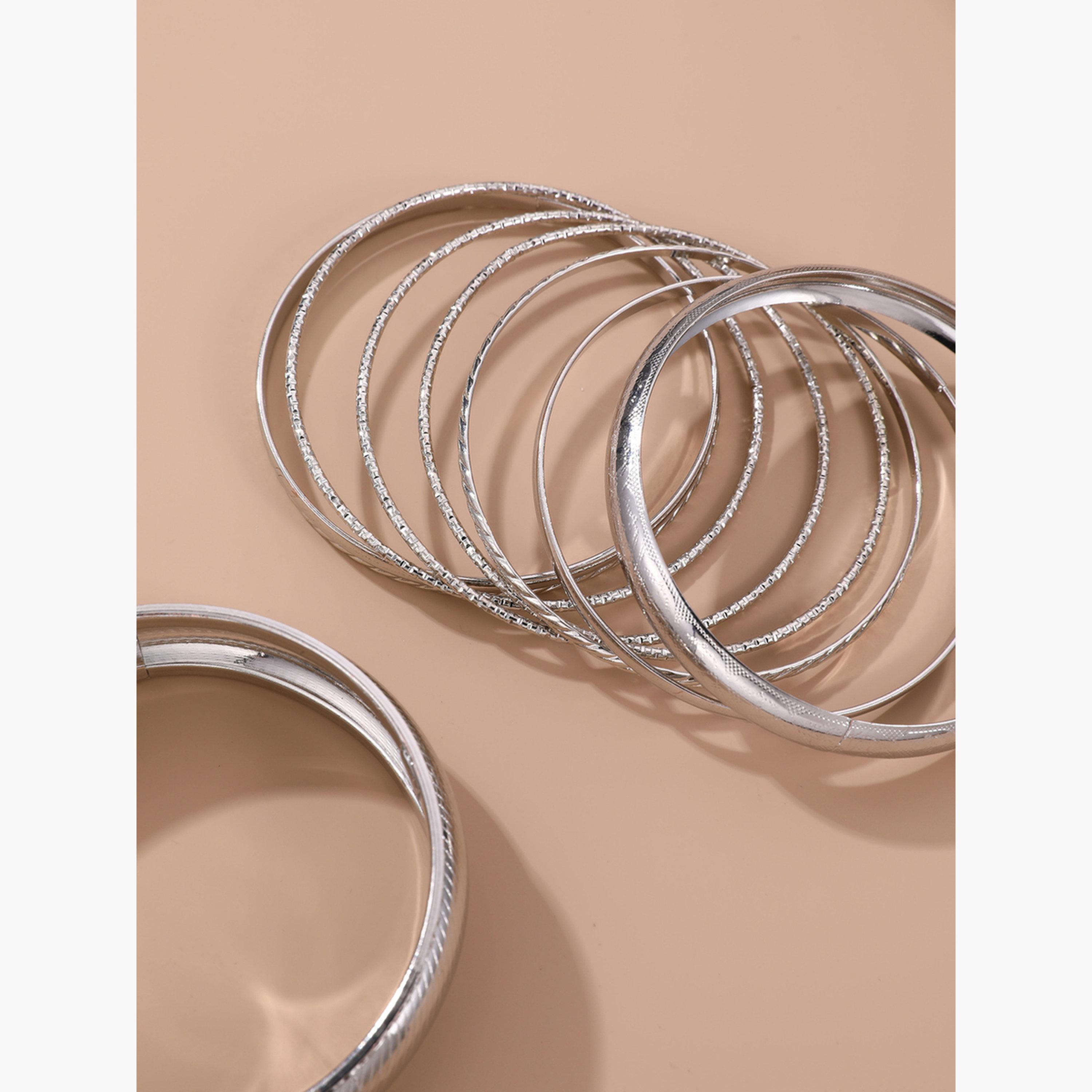 مجموعة من 9 أساور يد صلبة مزخرفة-women-watchesandjewellery-jewellery-banglesandbracelets-image-6