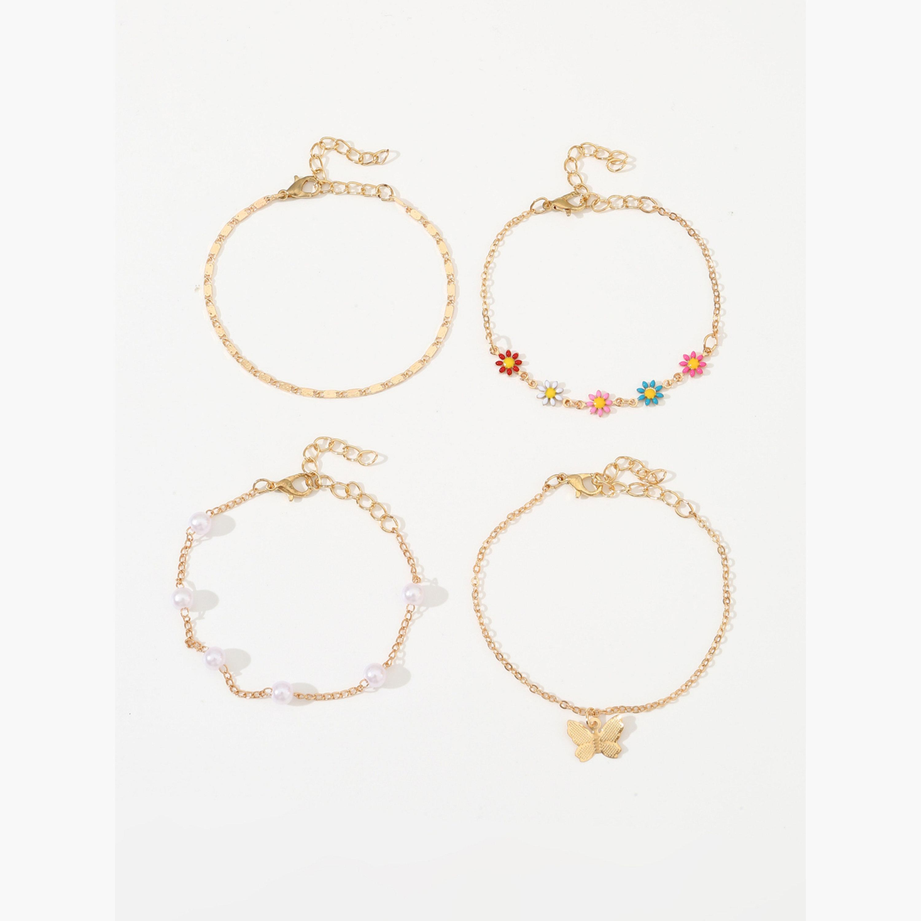Take Two Set of 4 - Butterfly Pendant Flower Decor Bracelets-women-watchesandjewellery-jewellery-banglesandbracelets-image-1